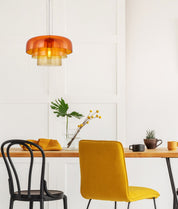 GELATINA: Interior Dome Glass with Brass Highlight Pendant Lights