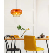 Gelatina 4 Dome Glass With Brass Highlight Pendant Orange
