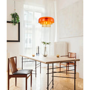 Gelatina 4 Dome Glass With Brass Highlight Pendant Orange