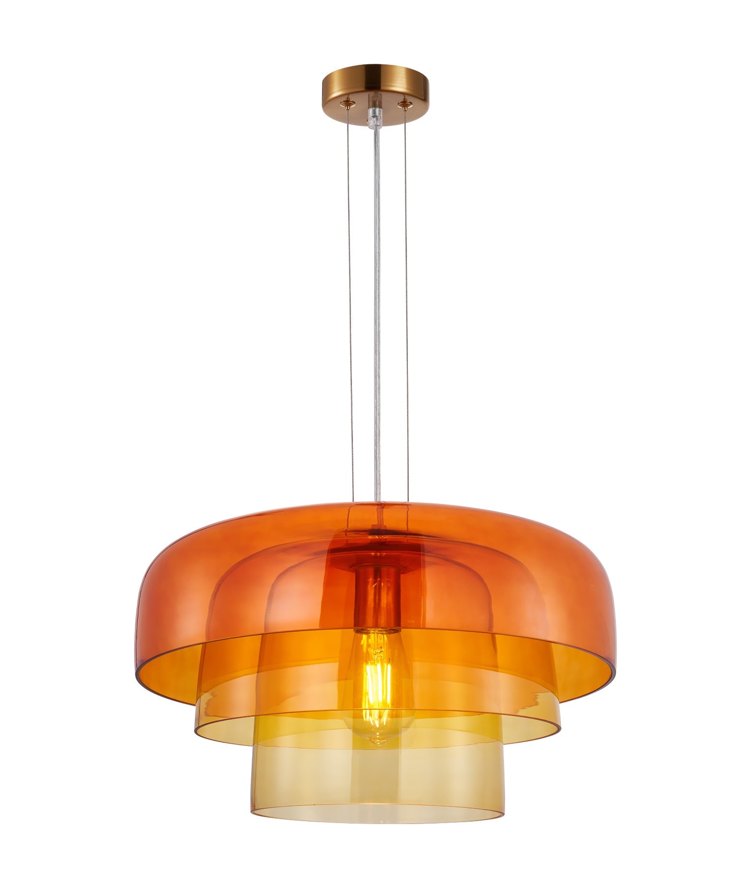 GELATINA: Interior Dome Glass with Brass Highlight Pendant Lights
