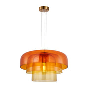 Gelatina 4 Dome Glass With Brass Highlight Pendant Orange
