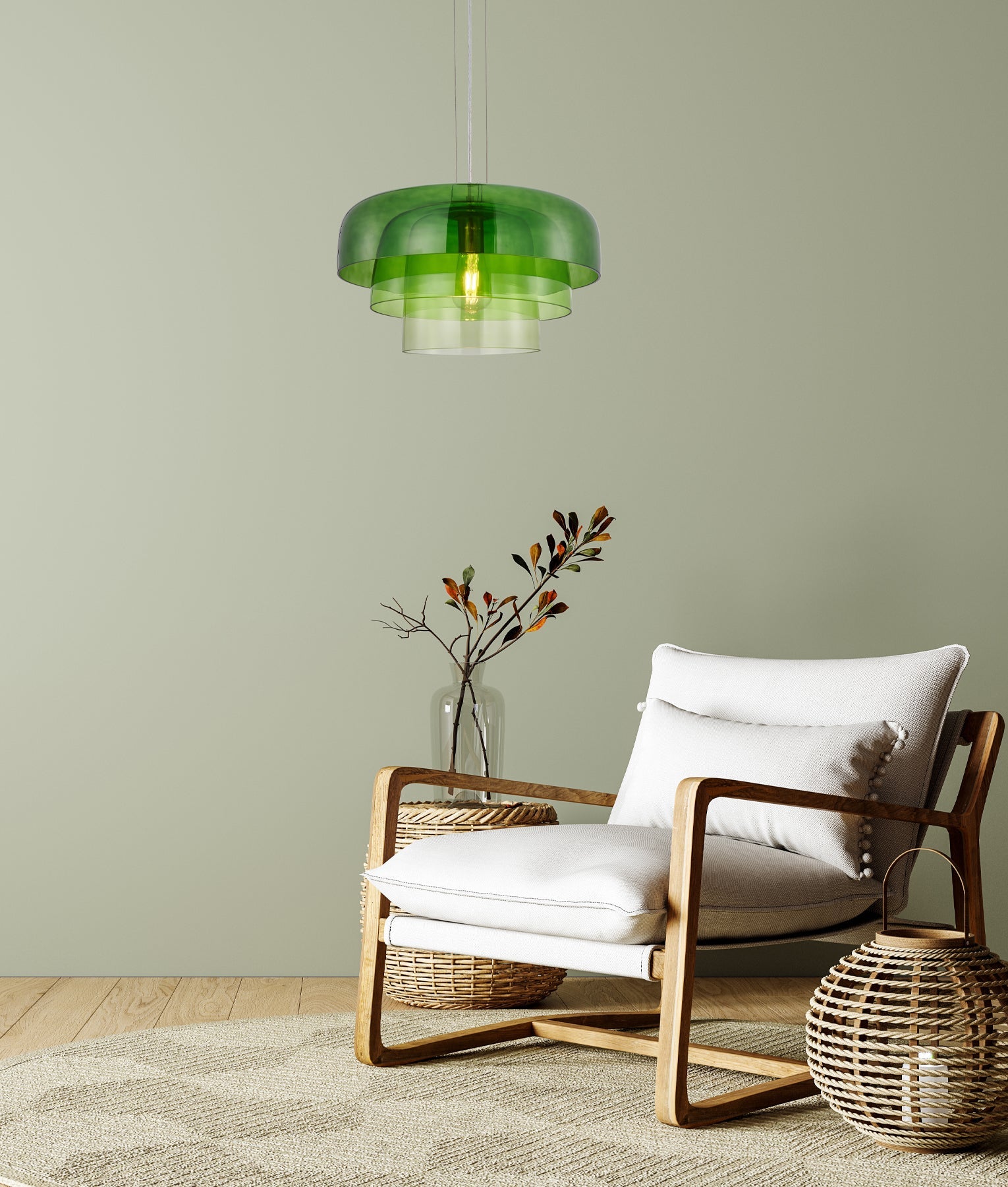 GELATINA: Interior Dome Glass with Brass Highlight Pendant Lights