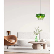 Gelatina 6 Dome Glass With Brass Highlight Pendant Green