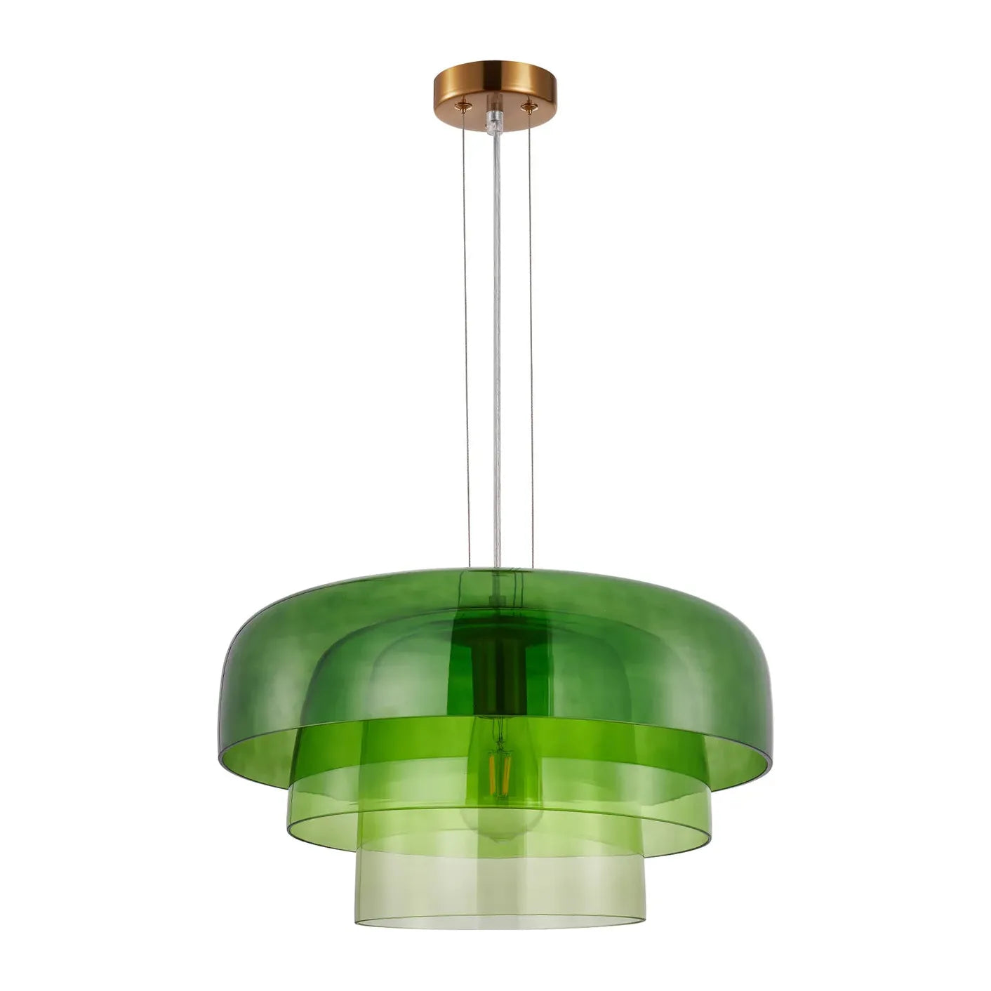 Gelatina 6 Dome Glass With Brass Highlight Pendant Green