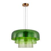 Gelatina 6 Dome Glass With Brass Highlight Pendant Green