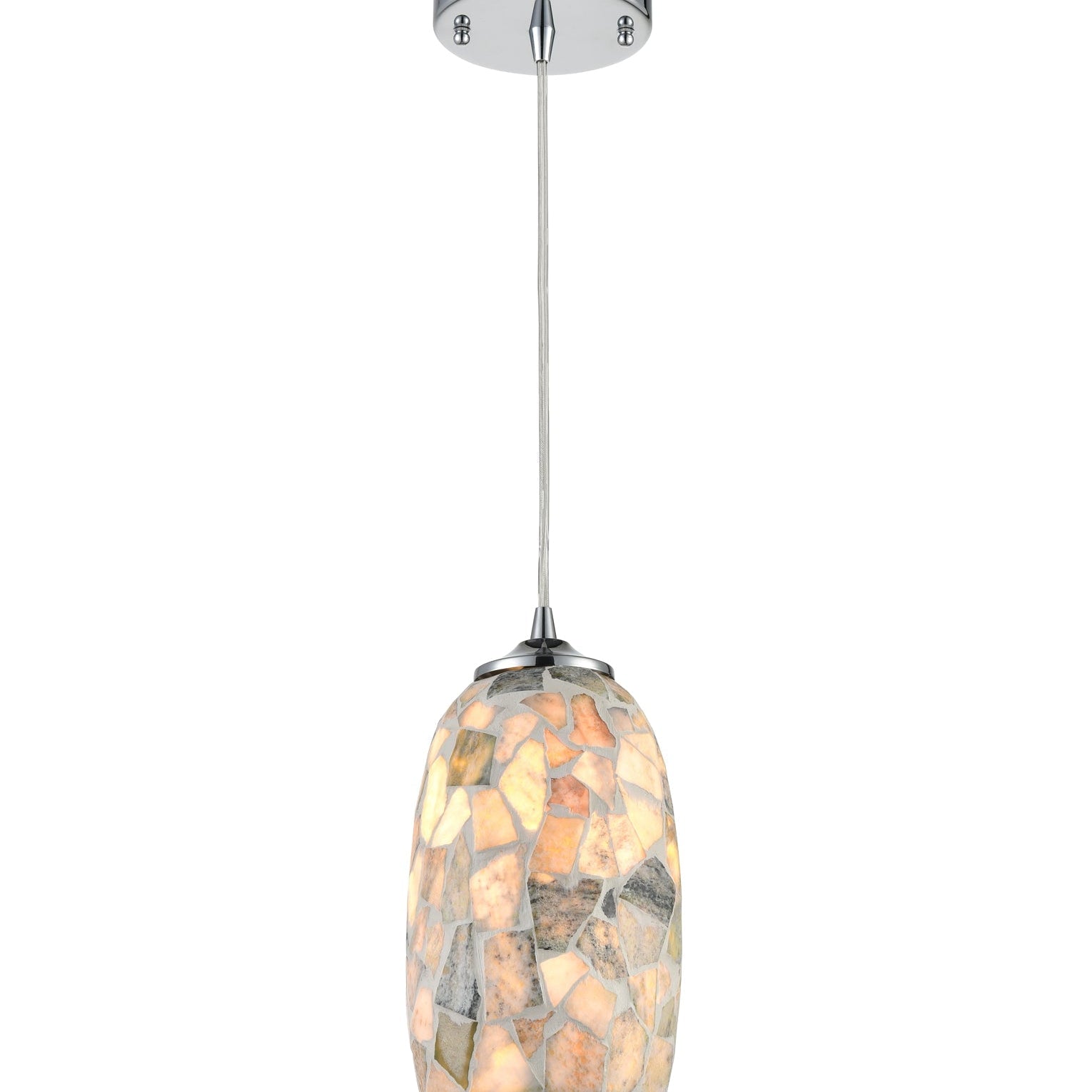 GLAZE: Stone Mosaic Hand Blown Glass Pendant Lights