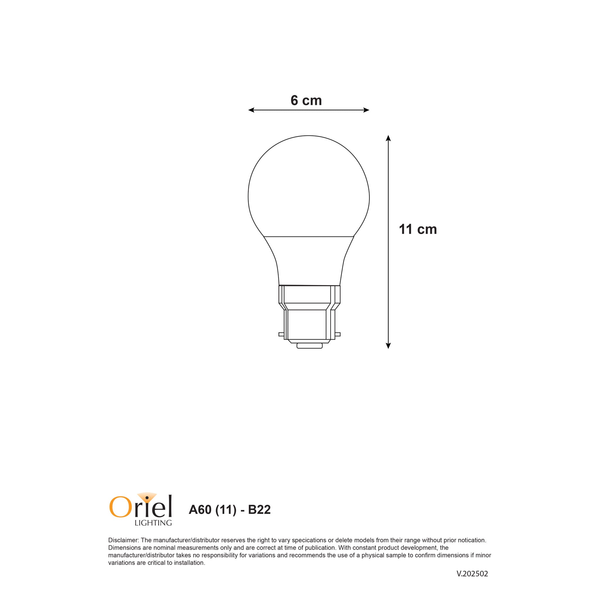 9W A60 LED B22 3000K - 9W / B22 / 3000K Opal