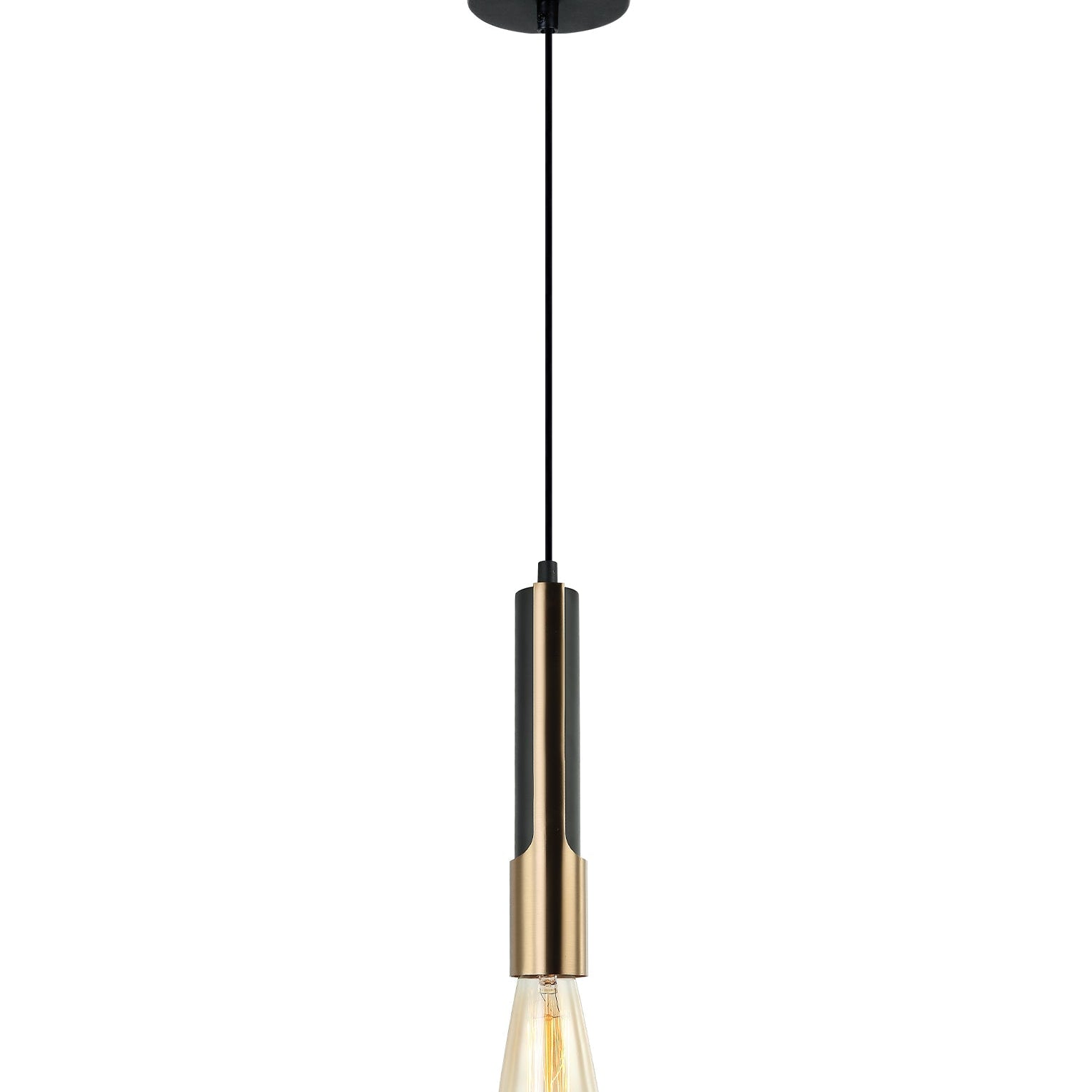GOLDA: Interior Tube with Brass Highlight Pendant Lights
