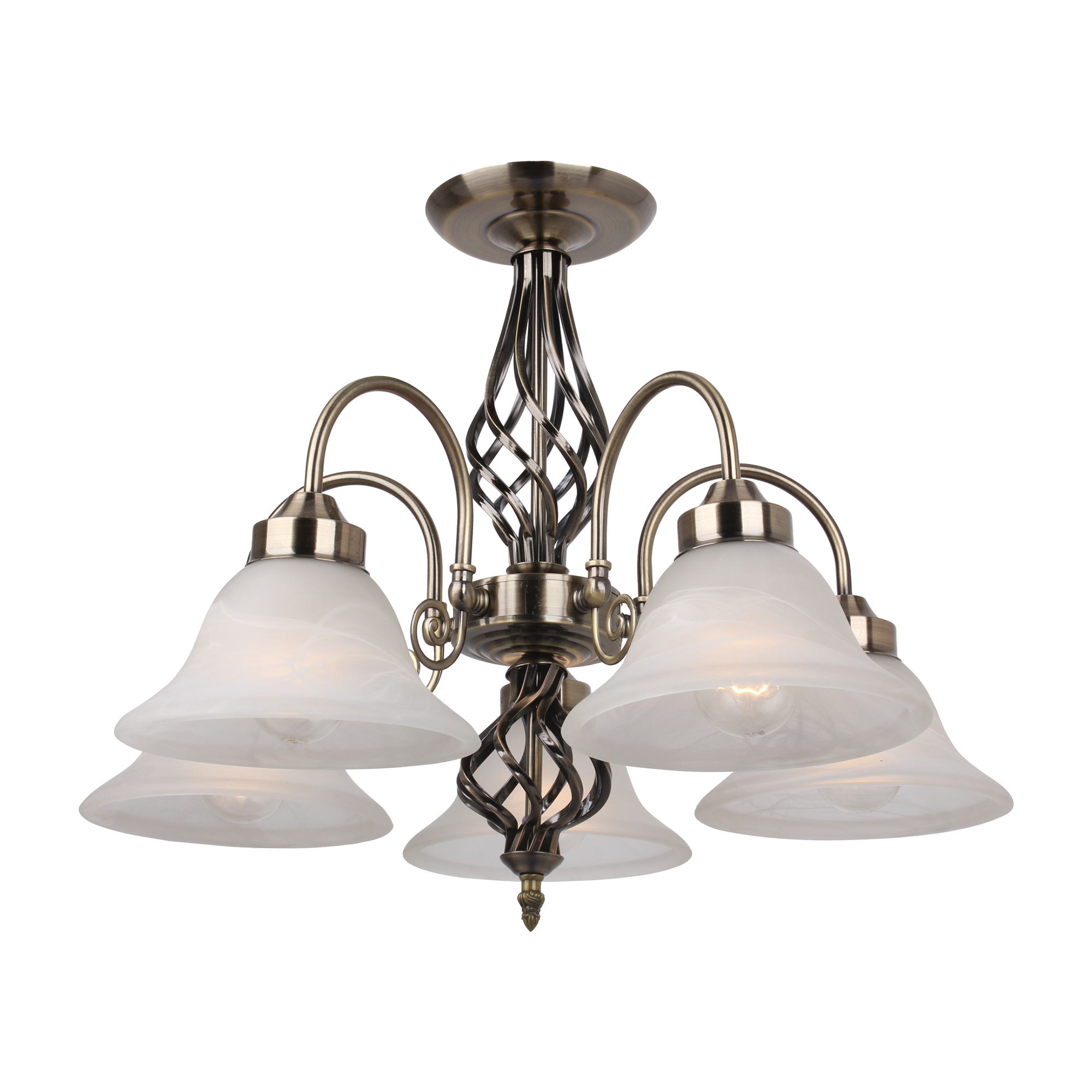 Geneva Pendant Light 5 Light in Antique Brass, Black or Satin Nickel