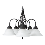 Geneva Pendant Light 5 Light in Antique Brass, Black or Satin Nickel