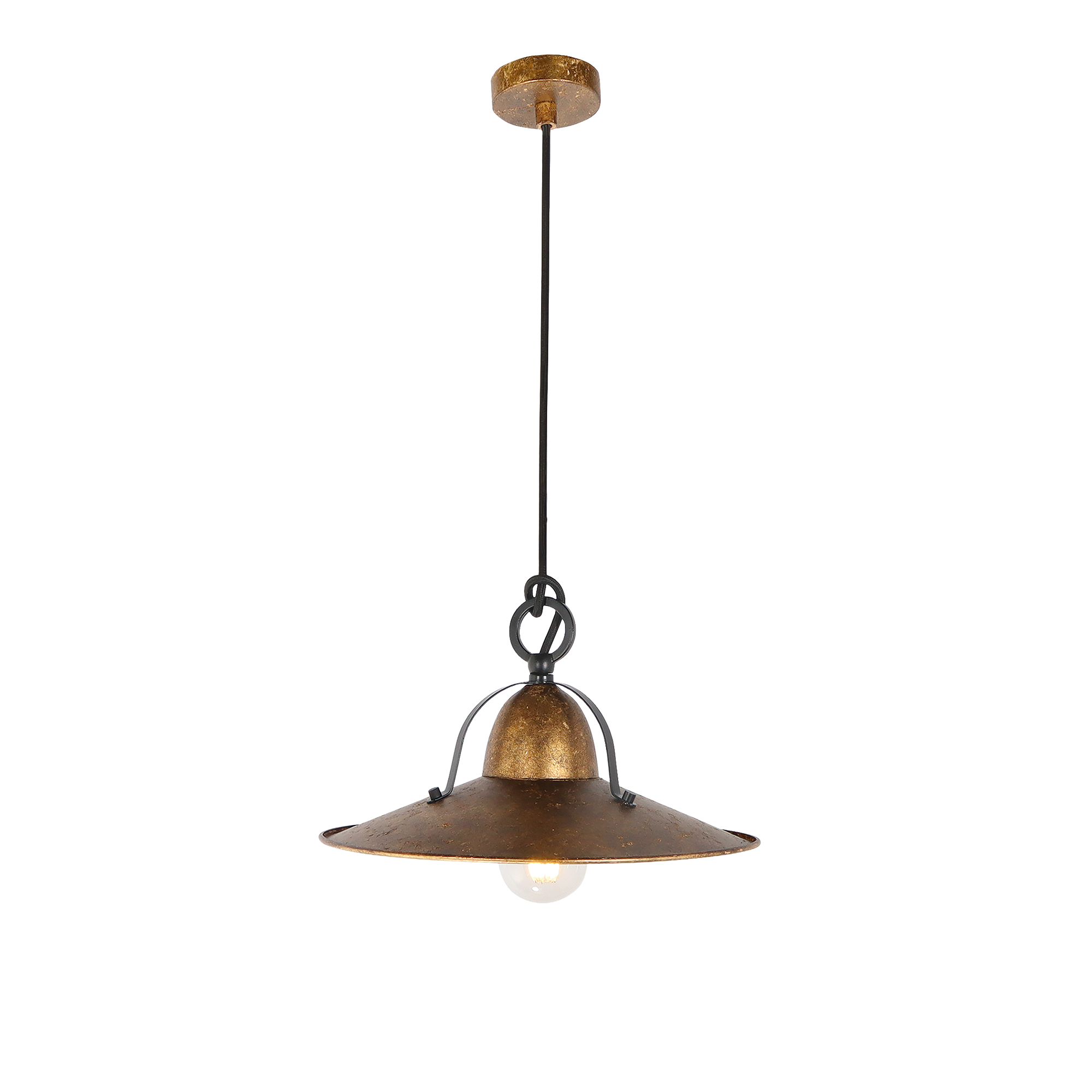 Benson Pendant Light Small, Large in Copper Wash, Gold Leaf, Charred or Weathered Iron