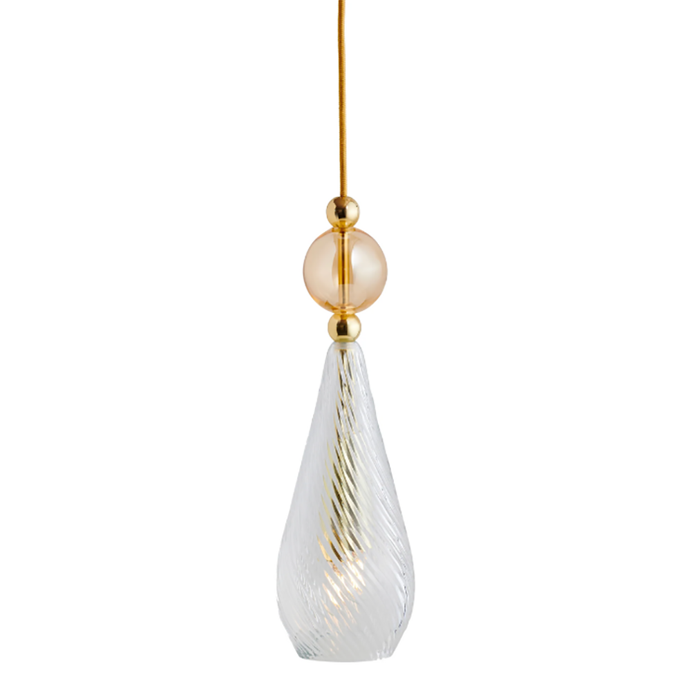 Smykke Pendant Light W125mm Swirl Clear Glass