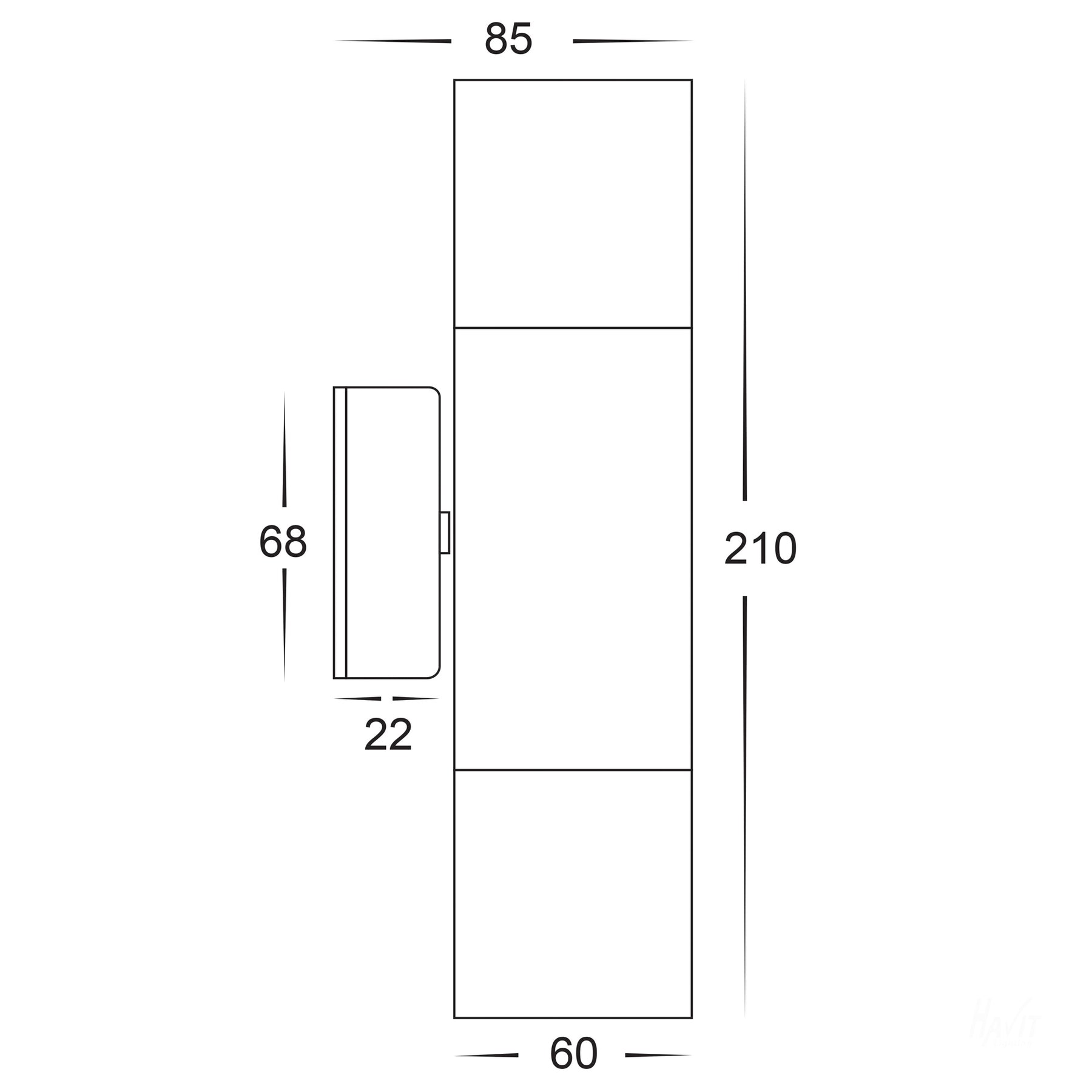 Havit Lighting Tivah Solid Copper TRI Colour Up & Down Wall Pillar Lights
