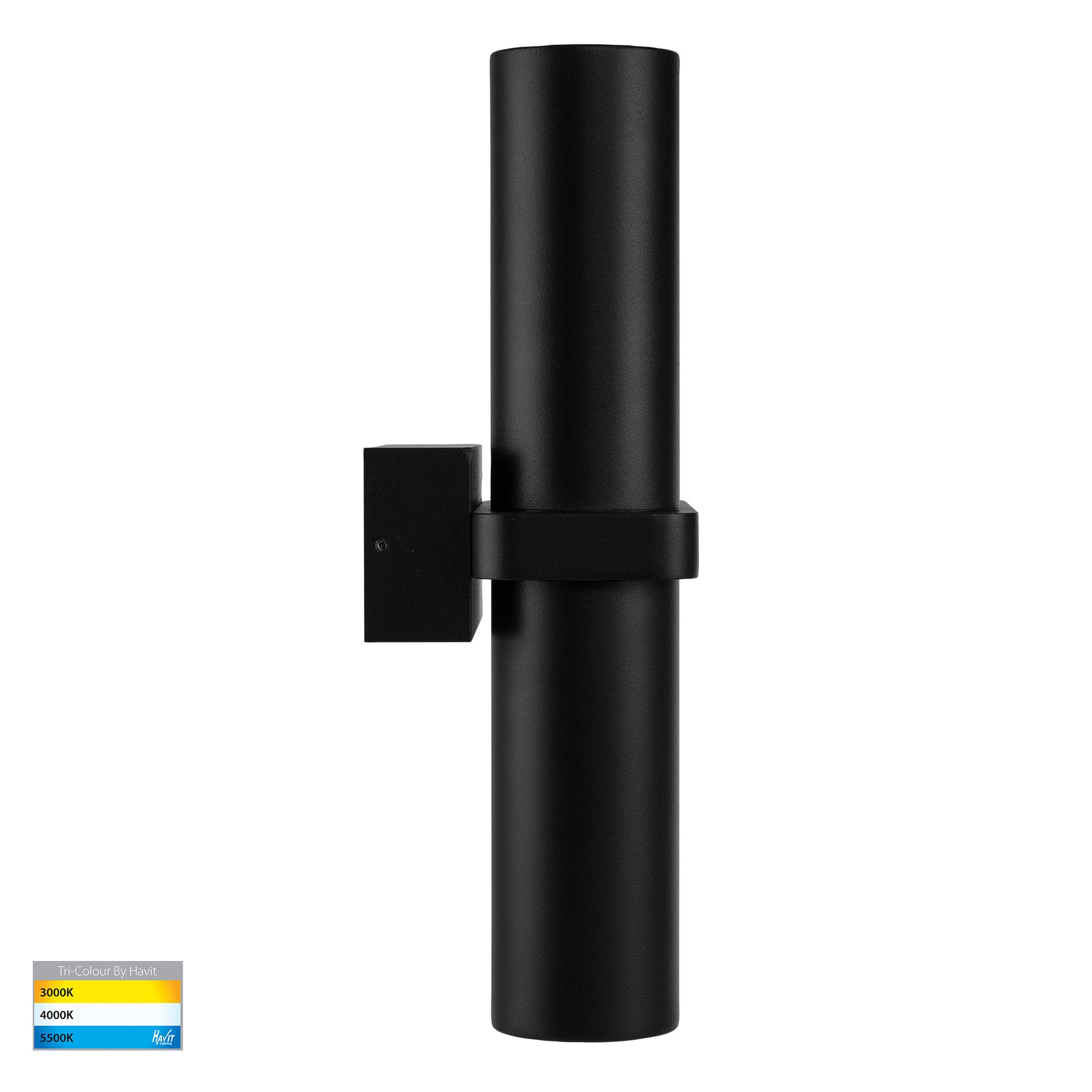 Havit Lighting Luz Black TRI Colour Double Up & Down Wall Pillar Lights