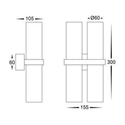 Havit Lighting Luz Solid Brass TRI Colour Double Up & Down Wall Pillar Lights