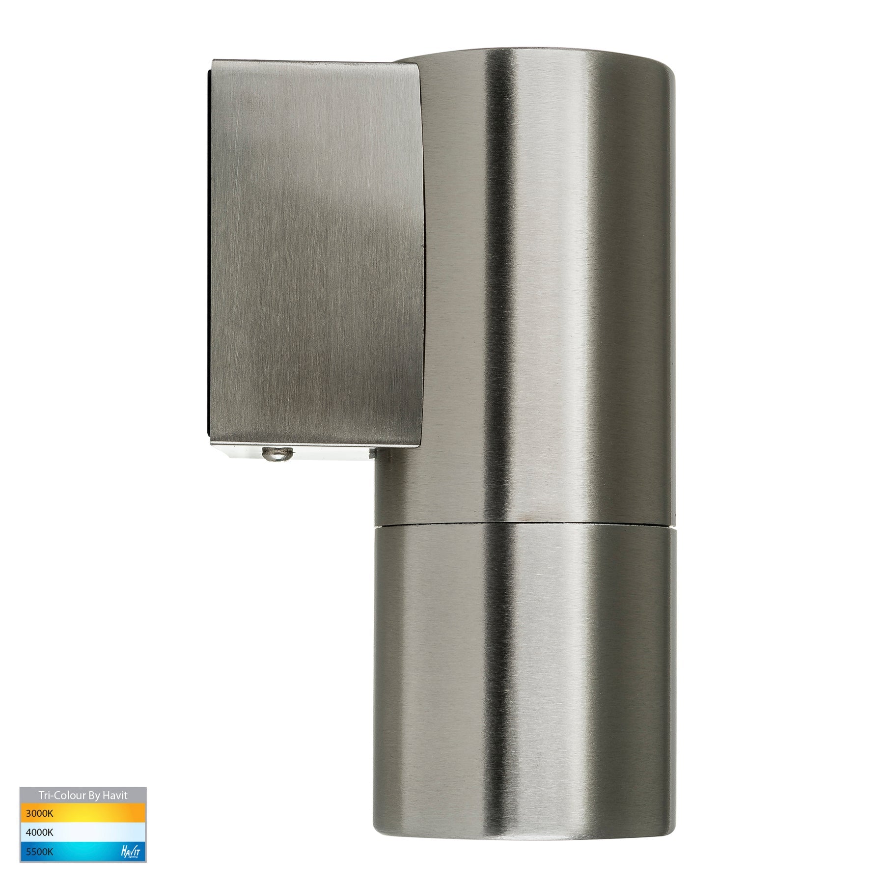 Havit Lighting Piaz Stainless Steel TRI Colour Fixed Down LED Wall Pillar Light