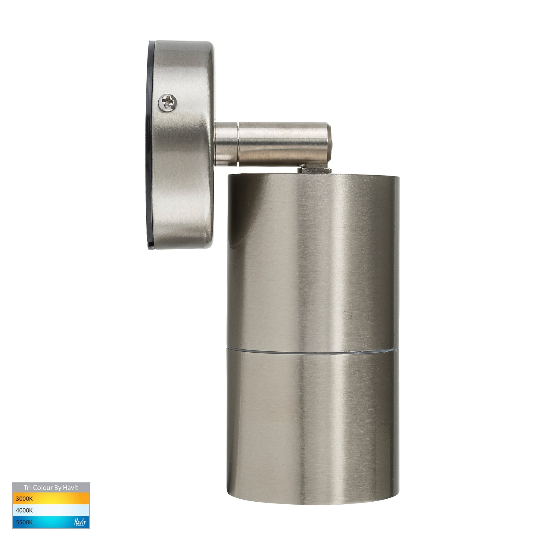 Havit Lighting Fortis Stainless Steel TRI Colour Single Adjustable LED Wall Pillar Light