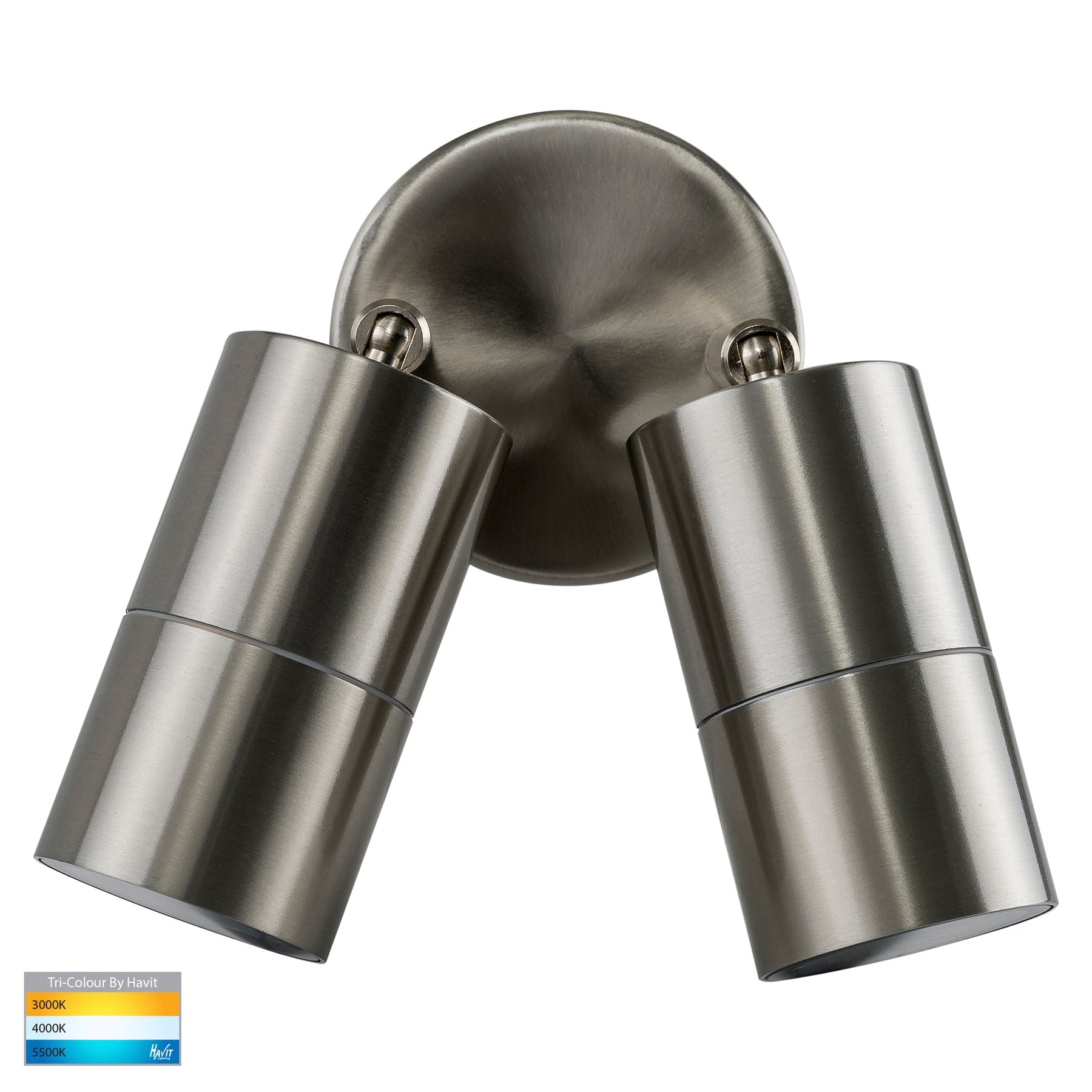 Havit Lighting Fortis Stainless Steel TRI Colour Double Adjustable Wall Pillar Light