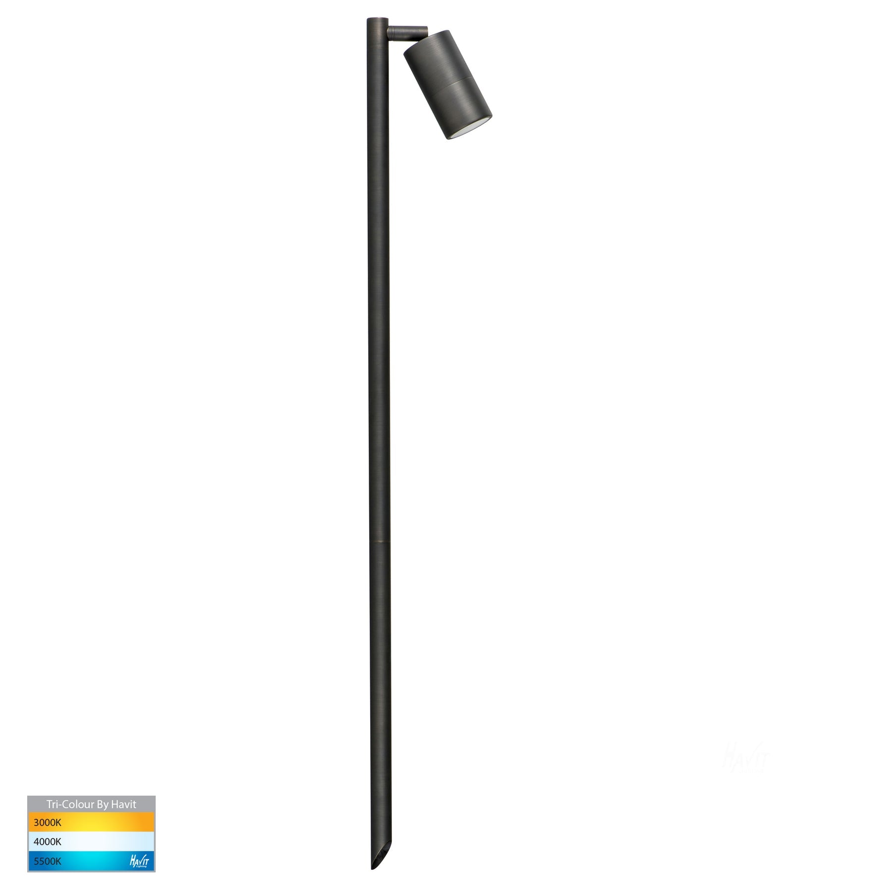 Havit Lighting Tivah Antique Brass TRI Colour Single Adjustable LED Bollard Spike Light
