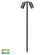 Havit Lighting Tivah Antique Brass TRI Colour Double Adjustable LED Bollard Spike Light