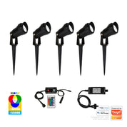 Havit Lighting Spitze Black 5x 3w WIFI RGBCW LED Garden Spike Light Kit