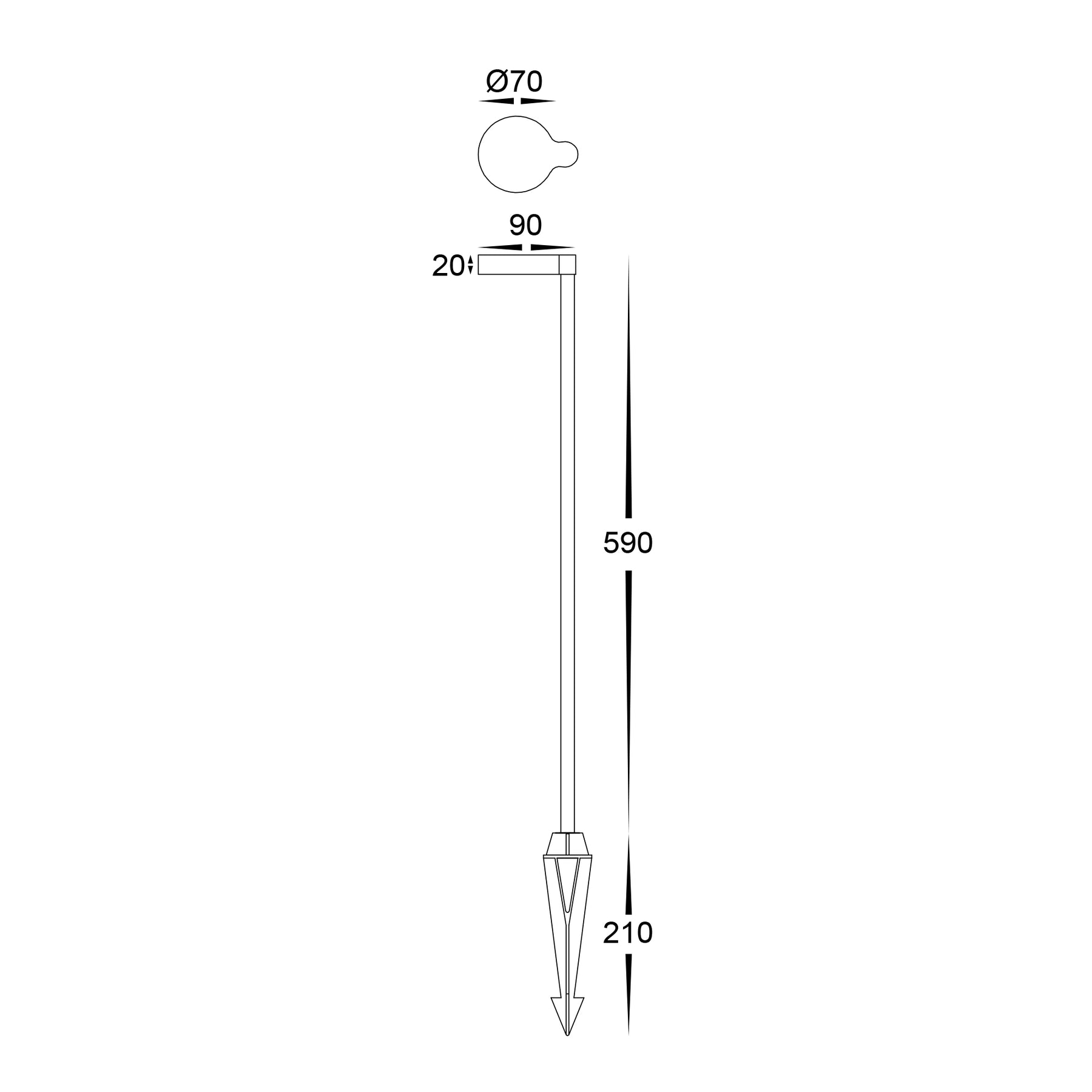 Havit Lighting Liueg Aluminium Black LED Bollard Spike Light