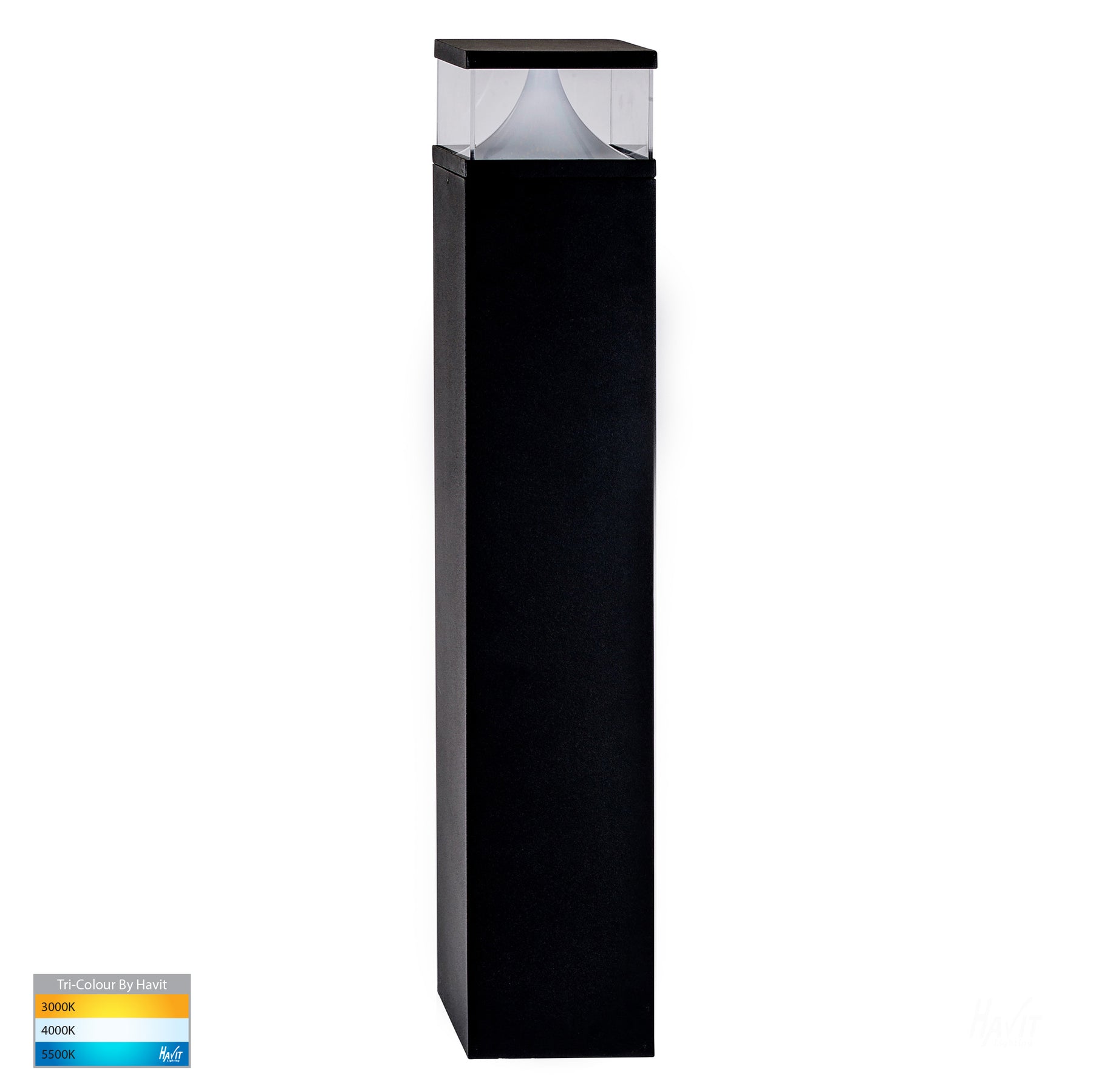 Havit Lighting Divad 600mm Black Square LED Bollard Light