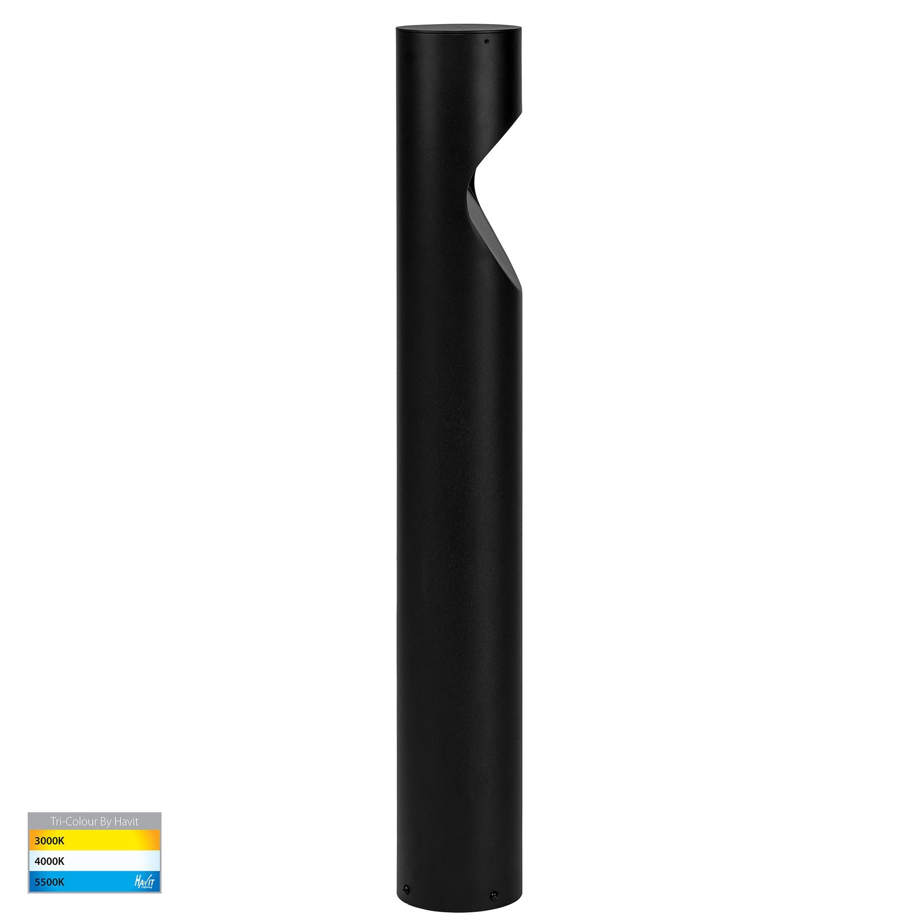 Havit Lighting Fedor Round Aluminium Black Tri Colour LED Bollard Light