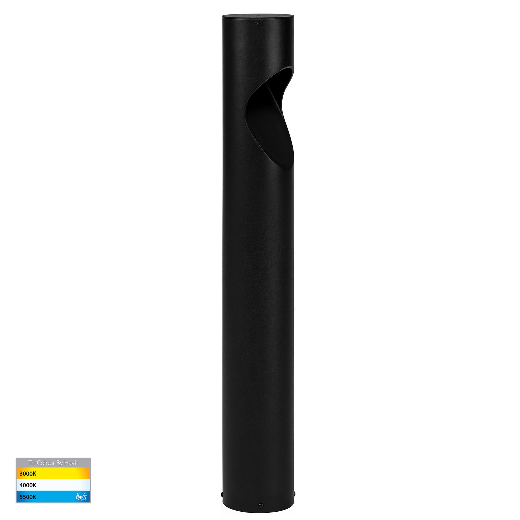 Havit Lighting Fedor Round Aluminium Black Tri Colour LED Bollard Light