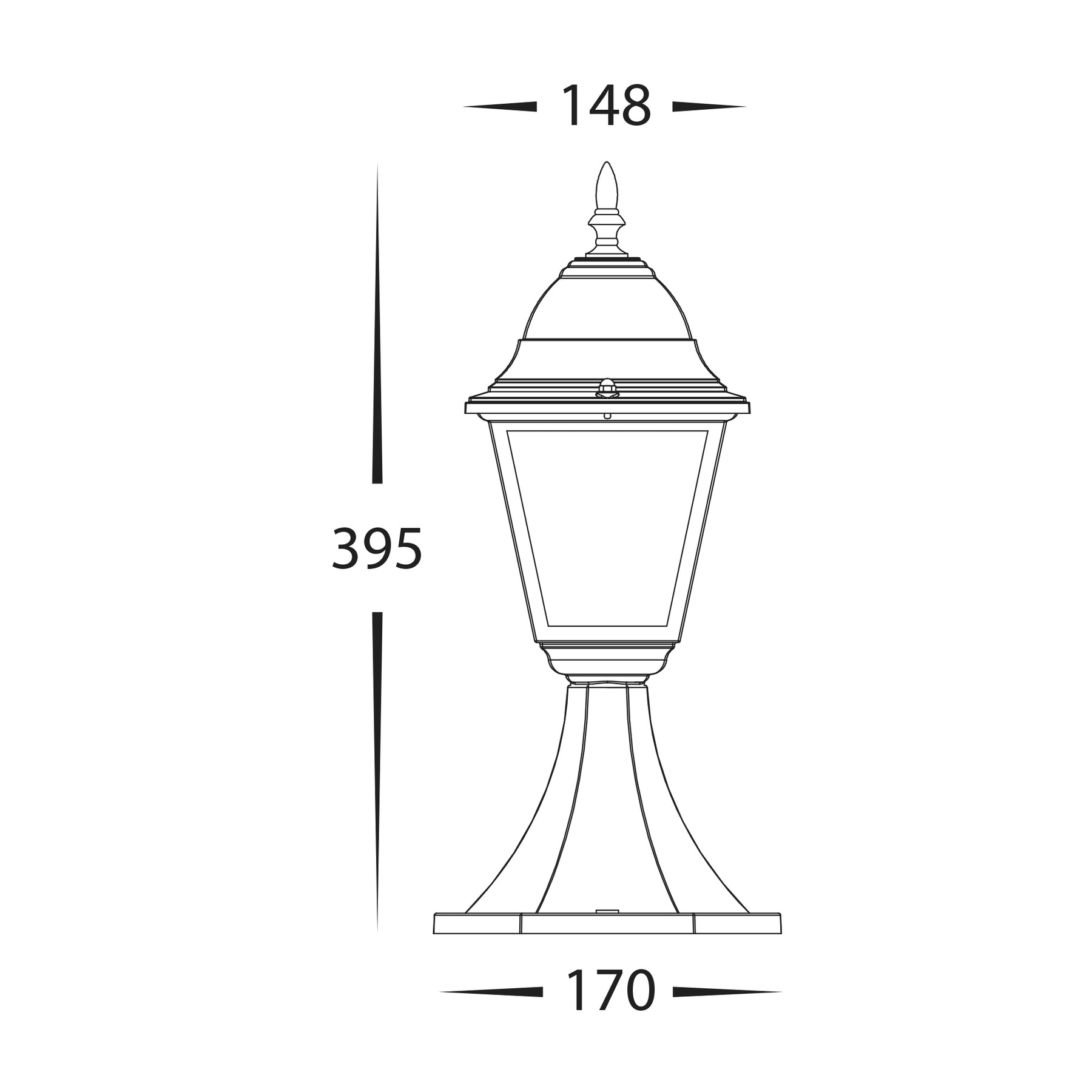 Havit Lighting Newark Aluminium Black 4 Panel Pillar Light