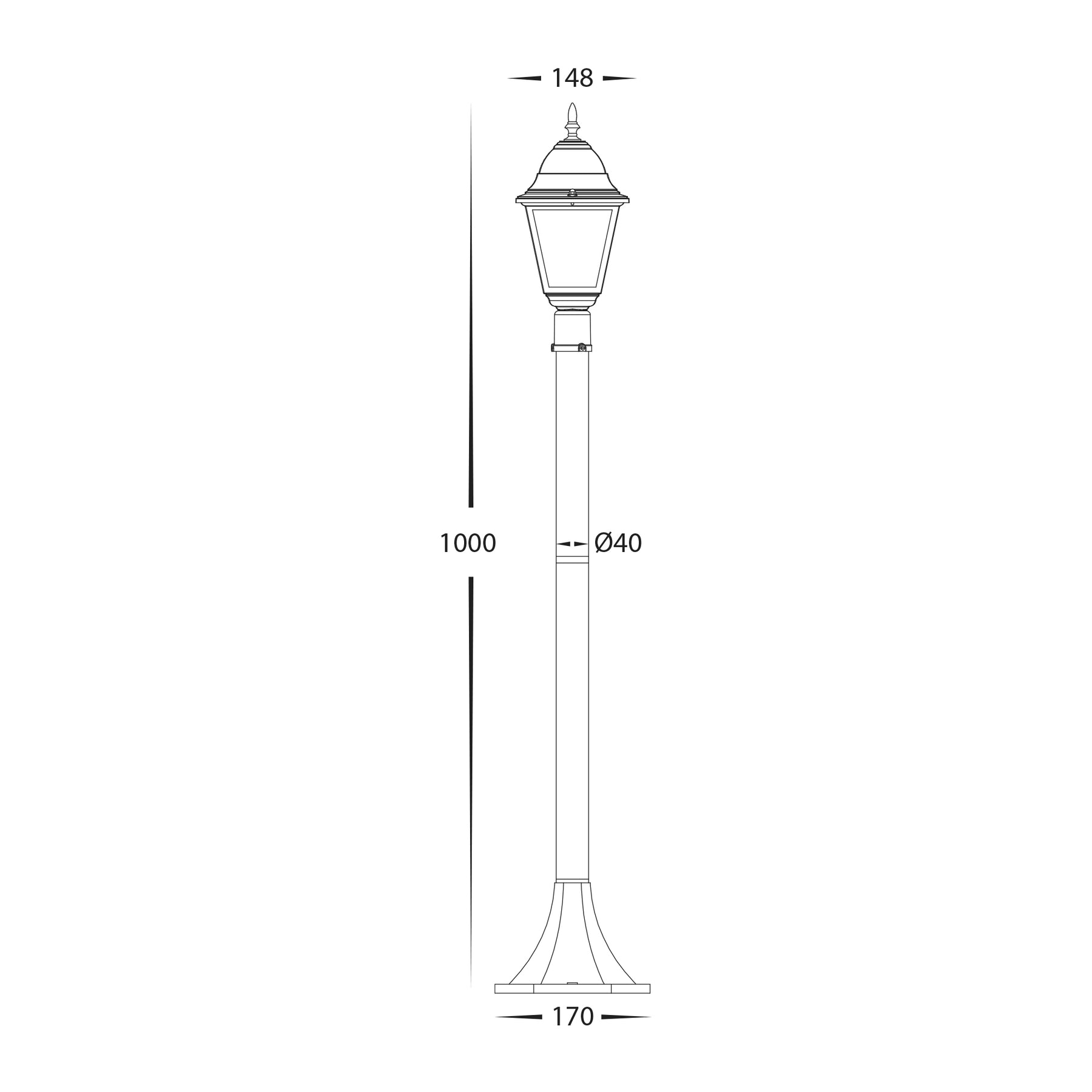 Havit Lighting Newark Aluminium Black 4 Panel Post Light