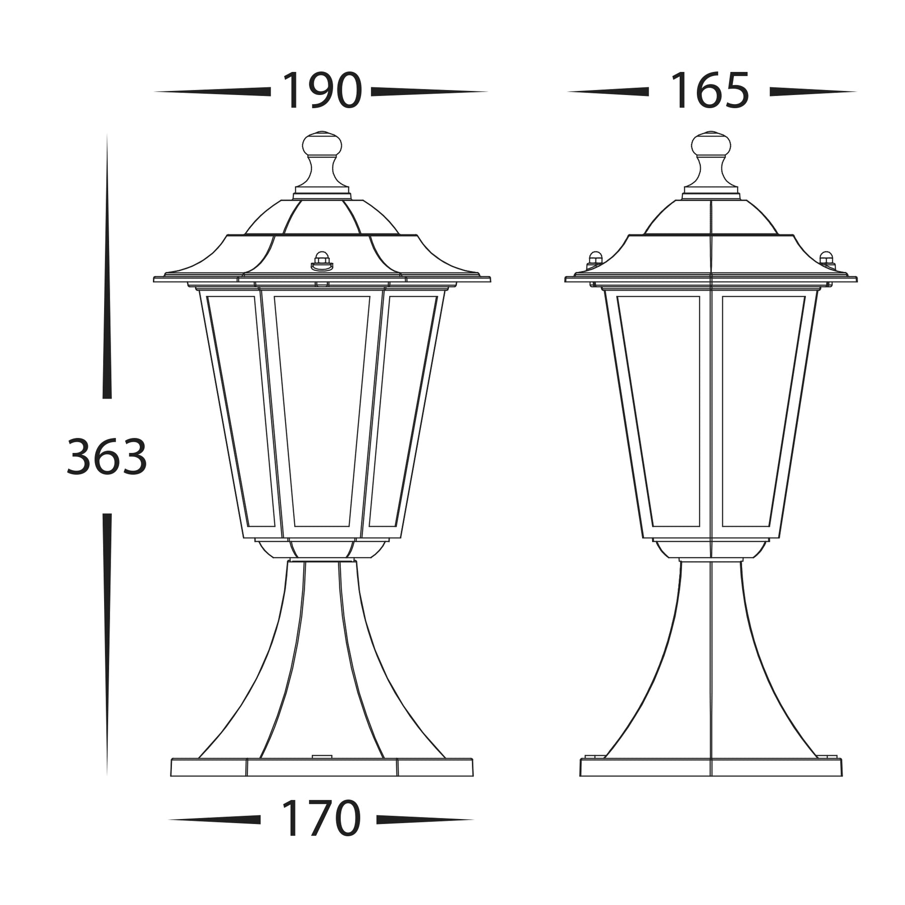 Havit Lighting Fibra Aluminium Black 6 Panel Pillar Light
