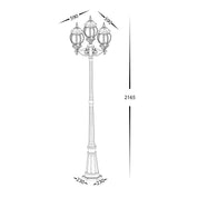 Havit Lighting Trener Aluminium Black Coach 3 Light Post Light