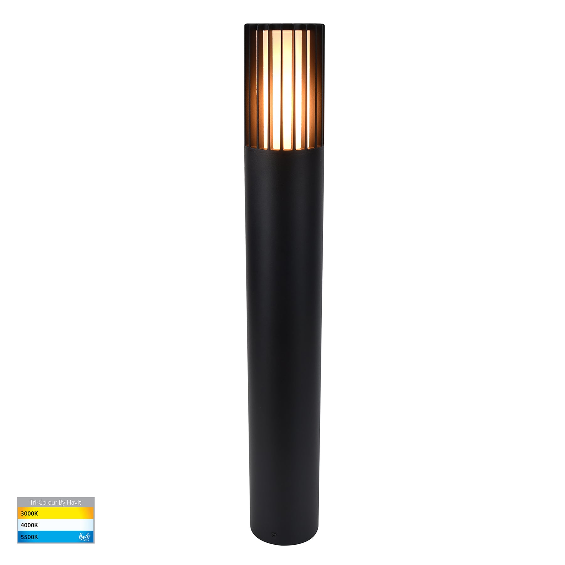 Havit Lighting Tenac Aluminium Black Tri Colour LED Bollard Light