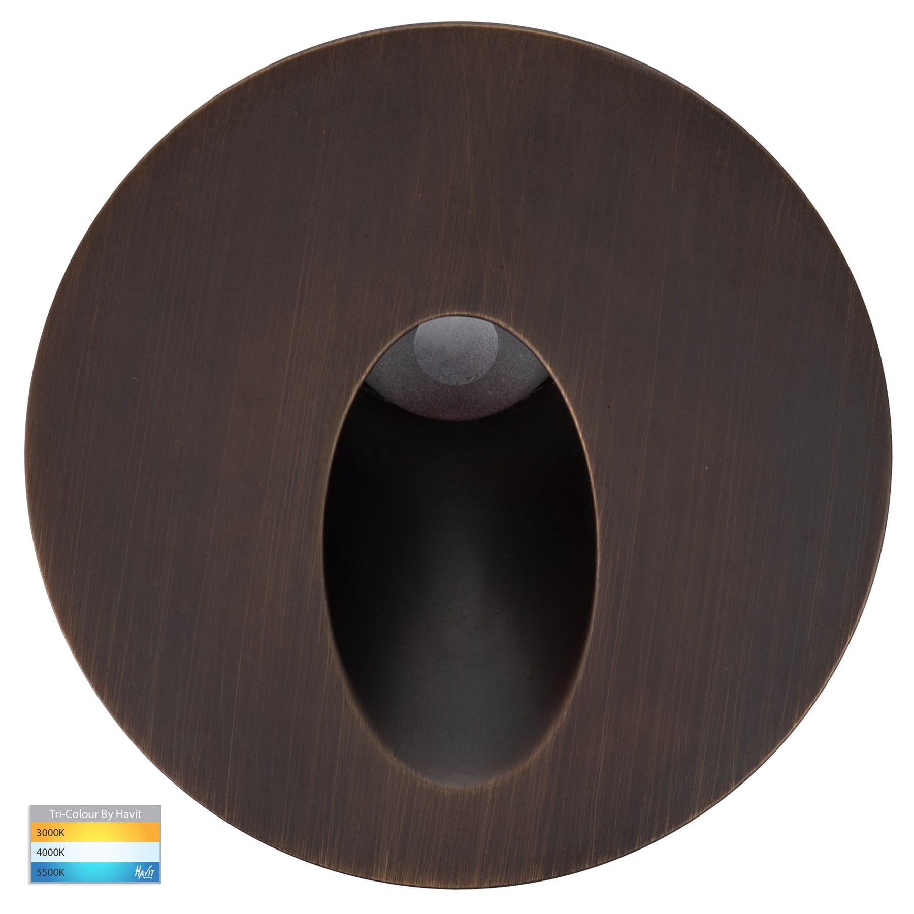 Havit Lighting Reces Antique Brass Round TRI Colour Recessed LED Step Light