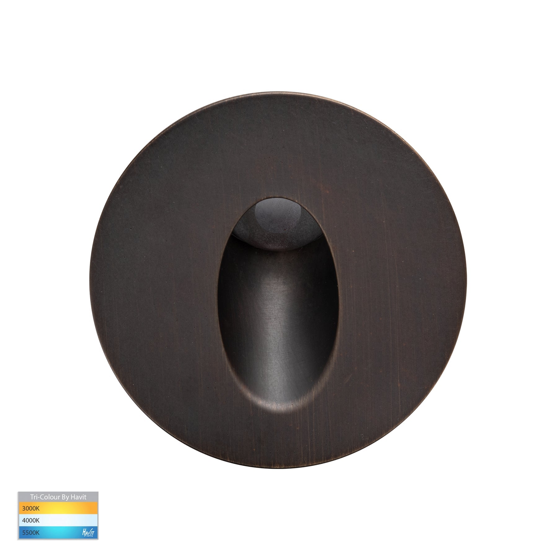 Havit Lighting Mini Reces Antique Brass Round TRI Colour Recessed LED Step Light