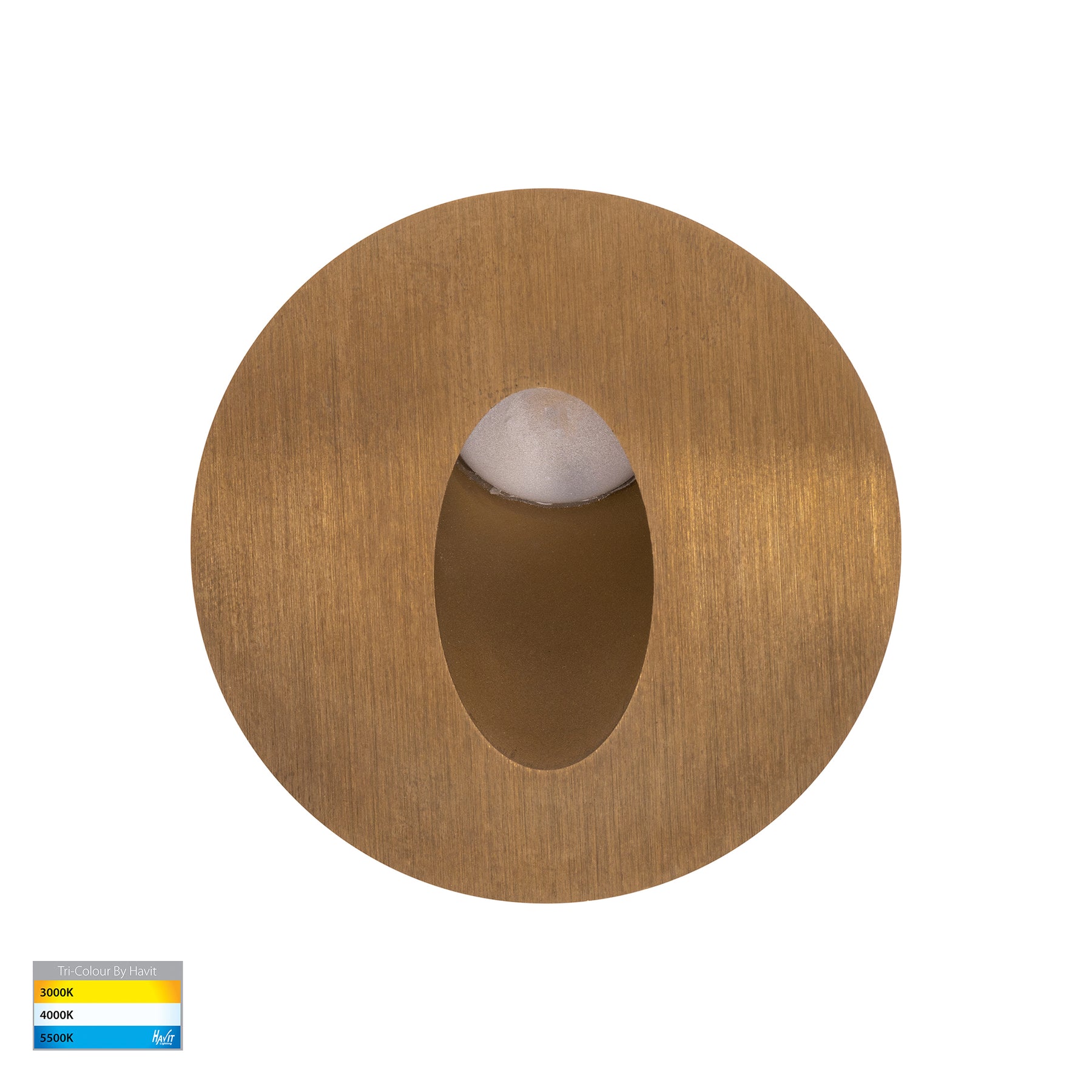 Havit Lighting Mini Reces Brass Round TRI Colour Recessed LED Step Light