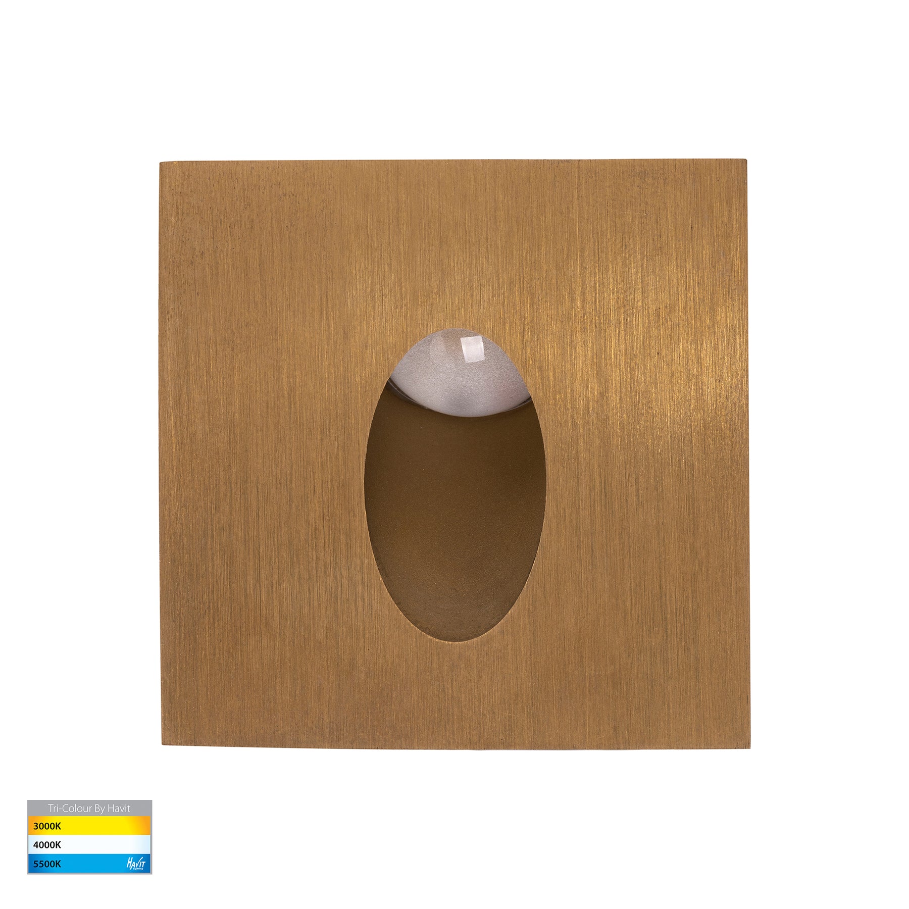 Havit Lighting Mini Reces Brass Square TRI Colour Recessed LED Step Light