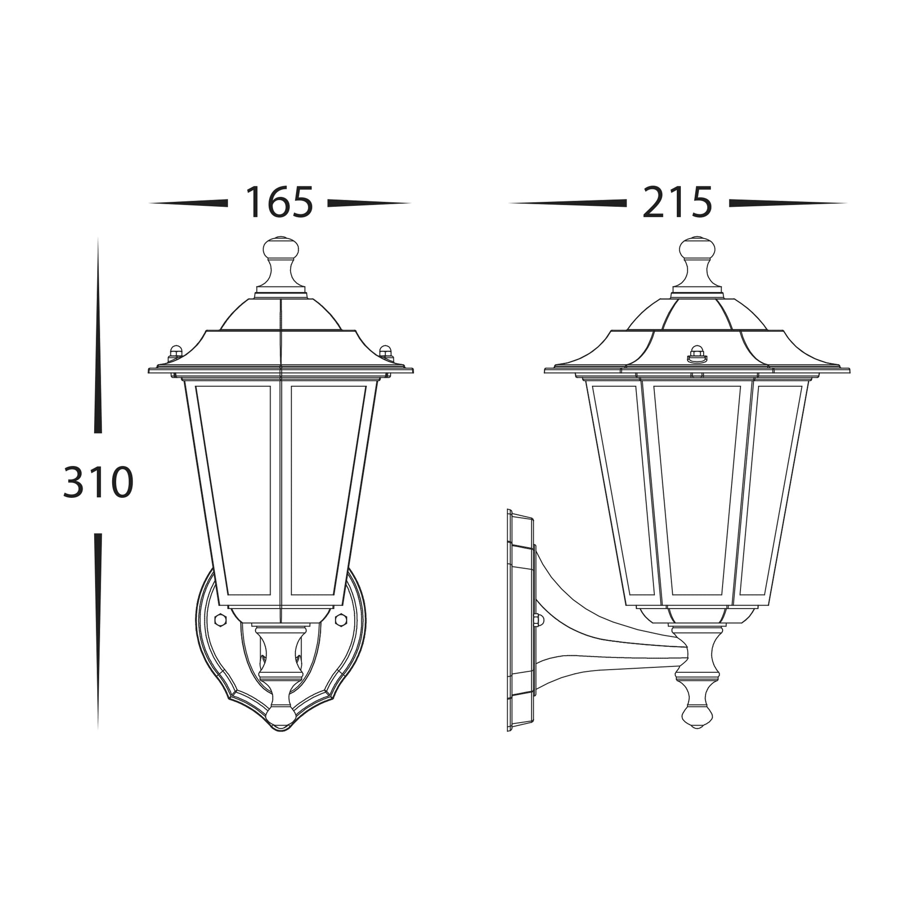 Havit Lighting Fibra Aluminium Black 6 Panel Coach Wall Light