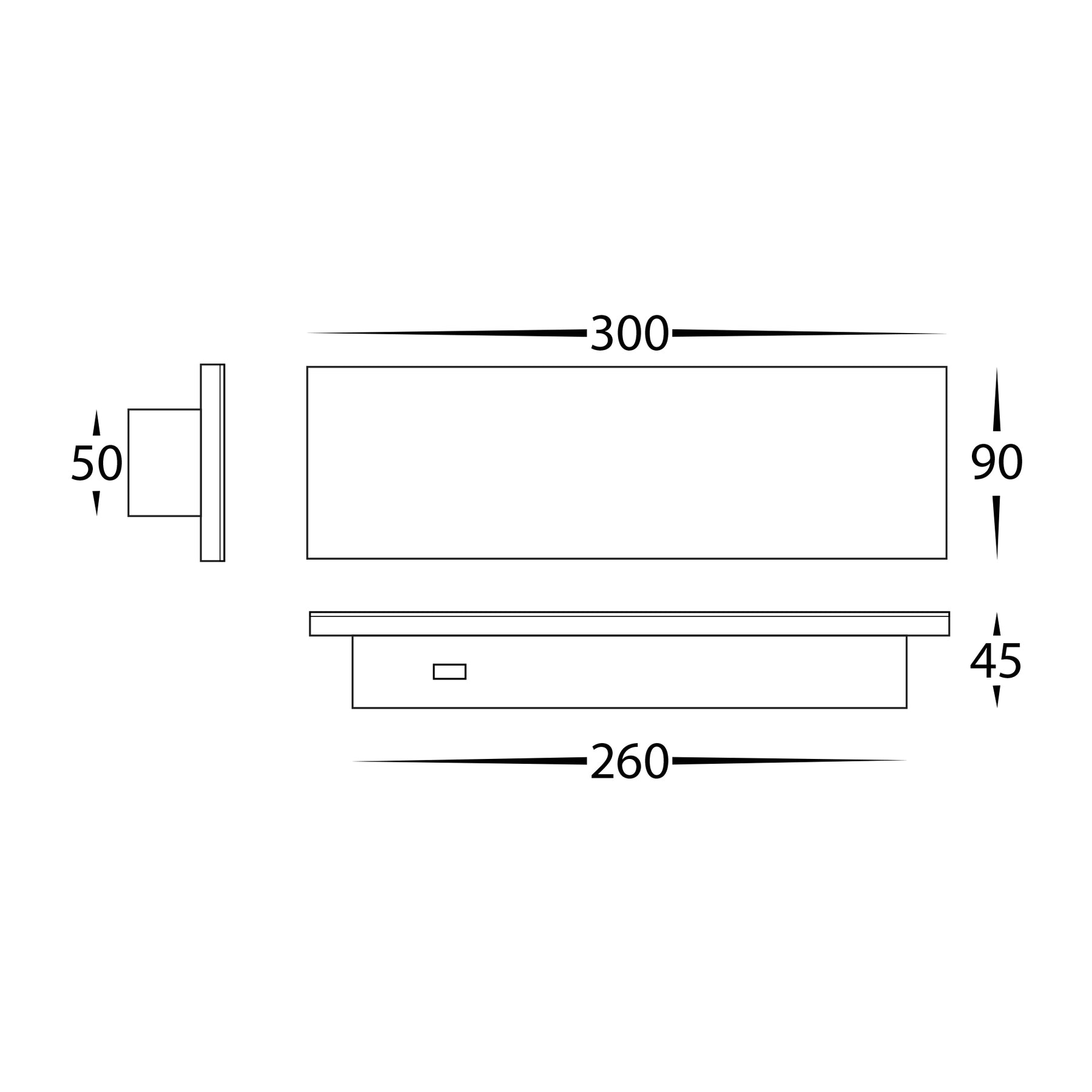 Havit Lighting Barline Shadow Aluminium Black 300mm Wall Light