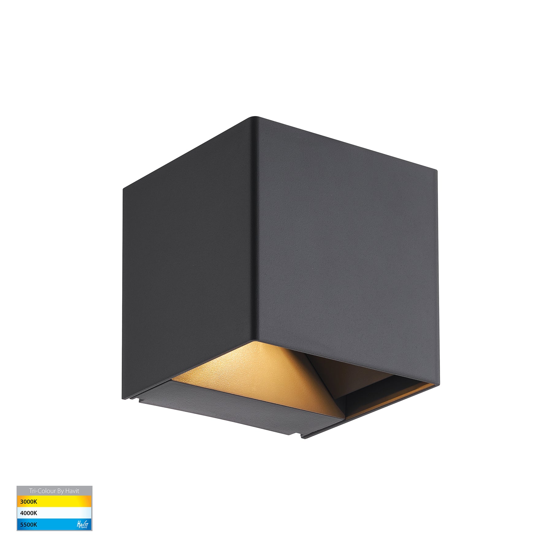 Havit Lighting Celes Polycarbonate Black Square Up & Down Wall Light
