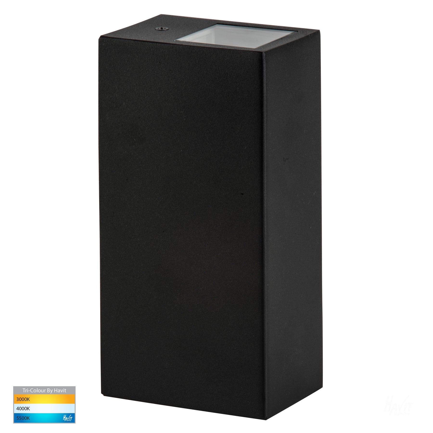 Havit Lighting Veldi Black Square TRI Colour Up & Down Wall Light