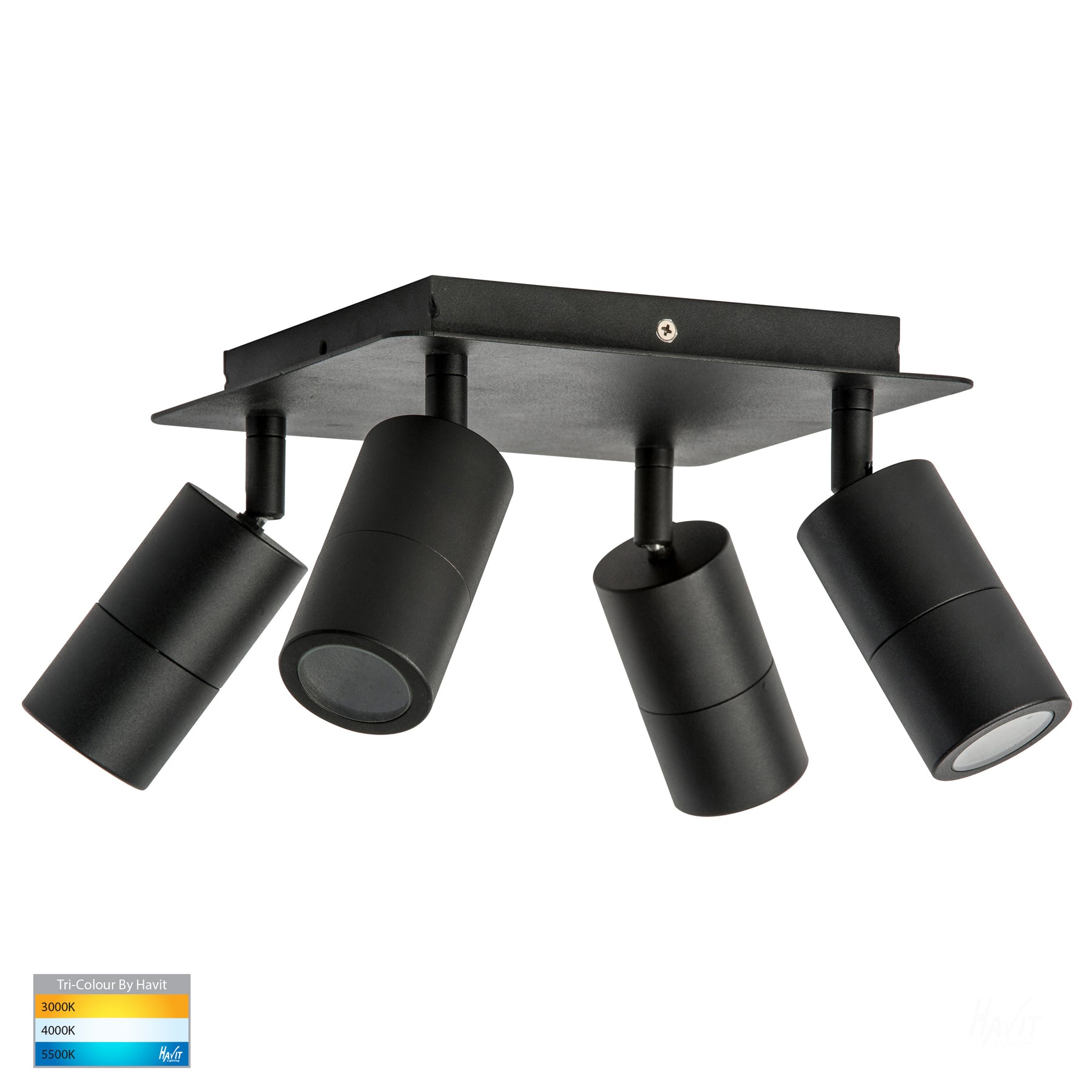 Havit Lighting Tivah Black 4 Light TRI Colour LED Square Plate