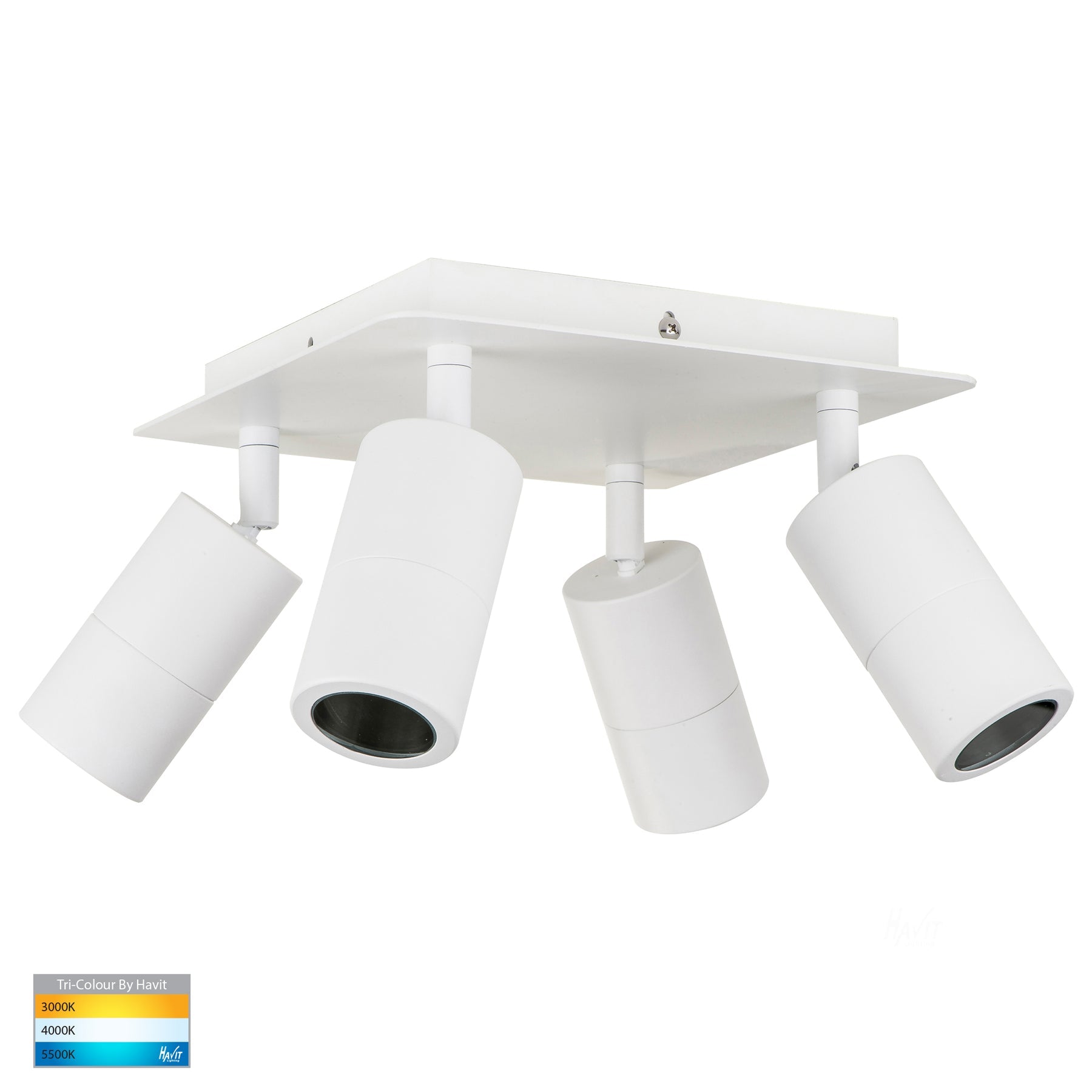 Havit Lighting Tivah White 4 Light TRI Colour LED Square Plate