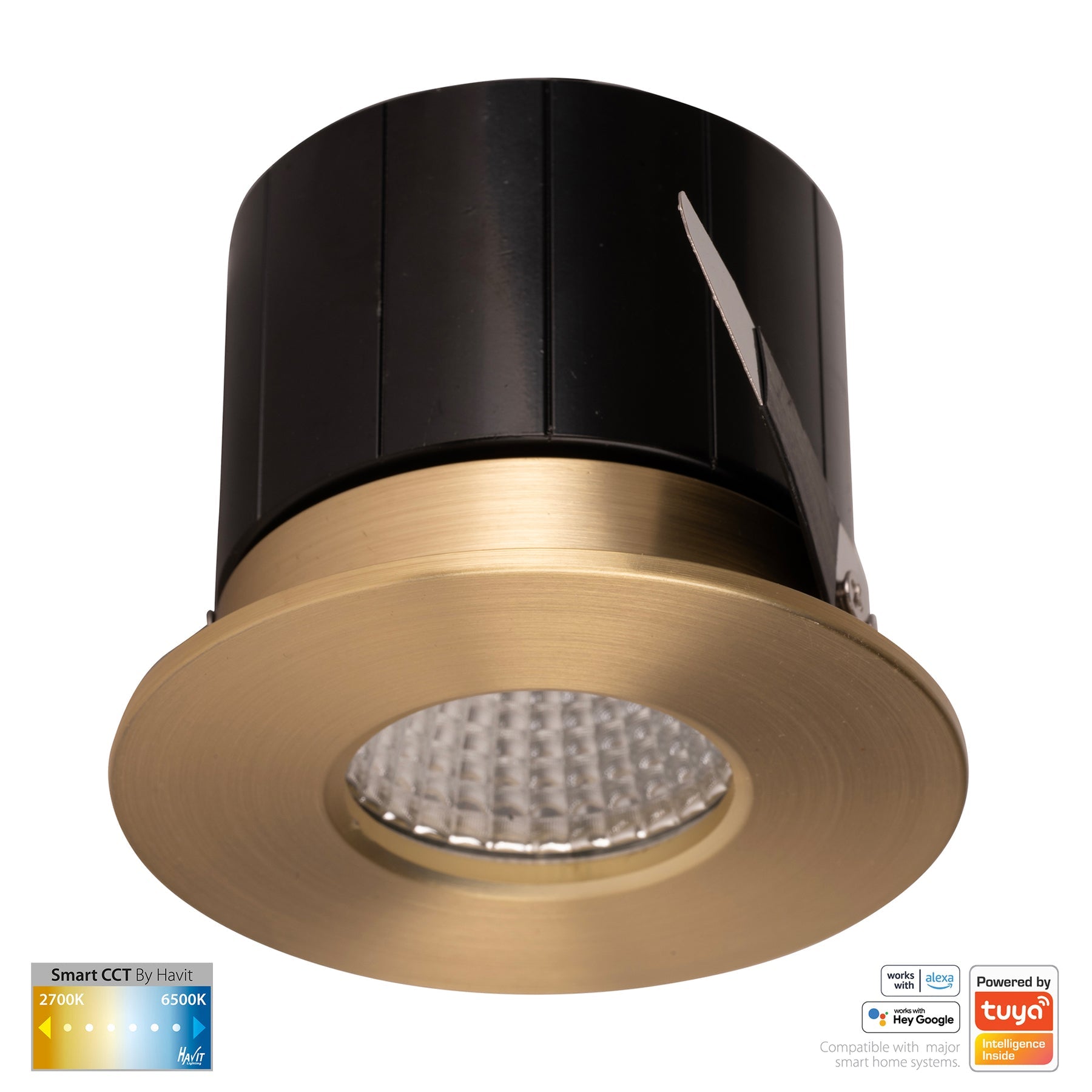 Havit Lighting Prime Brass Coloured Fixed CCT WIFI LED Downlight