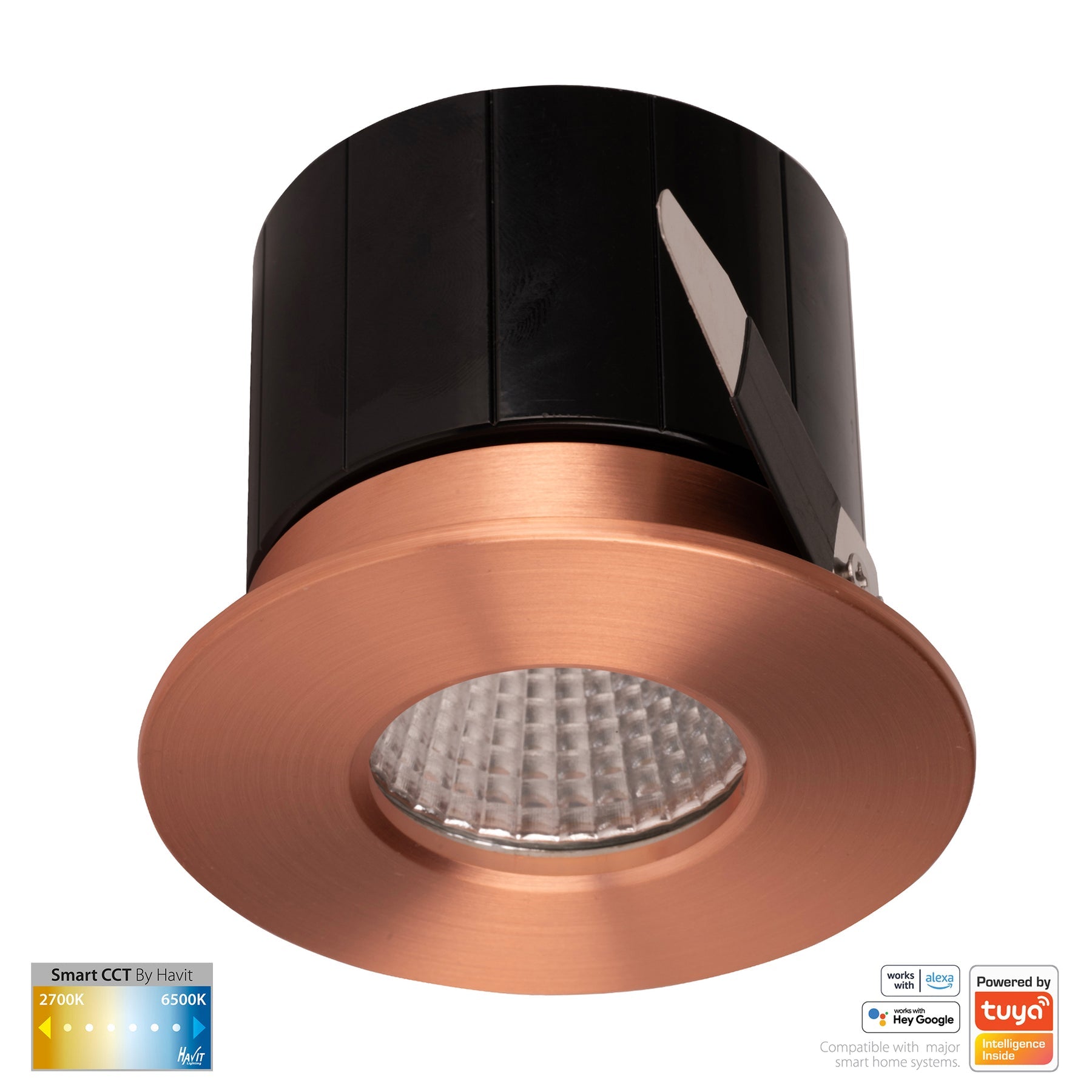 Havit Lighting Prime Copper Coloured Fixed CCT WIFI LED Downlight