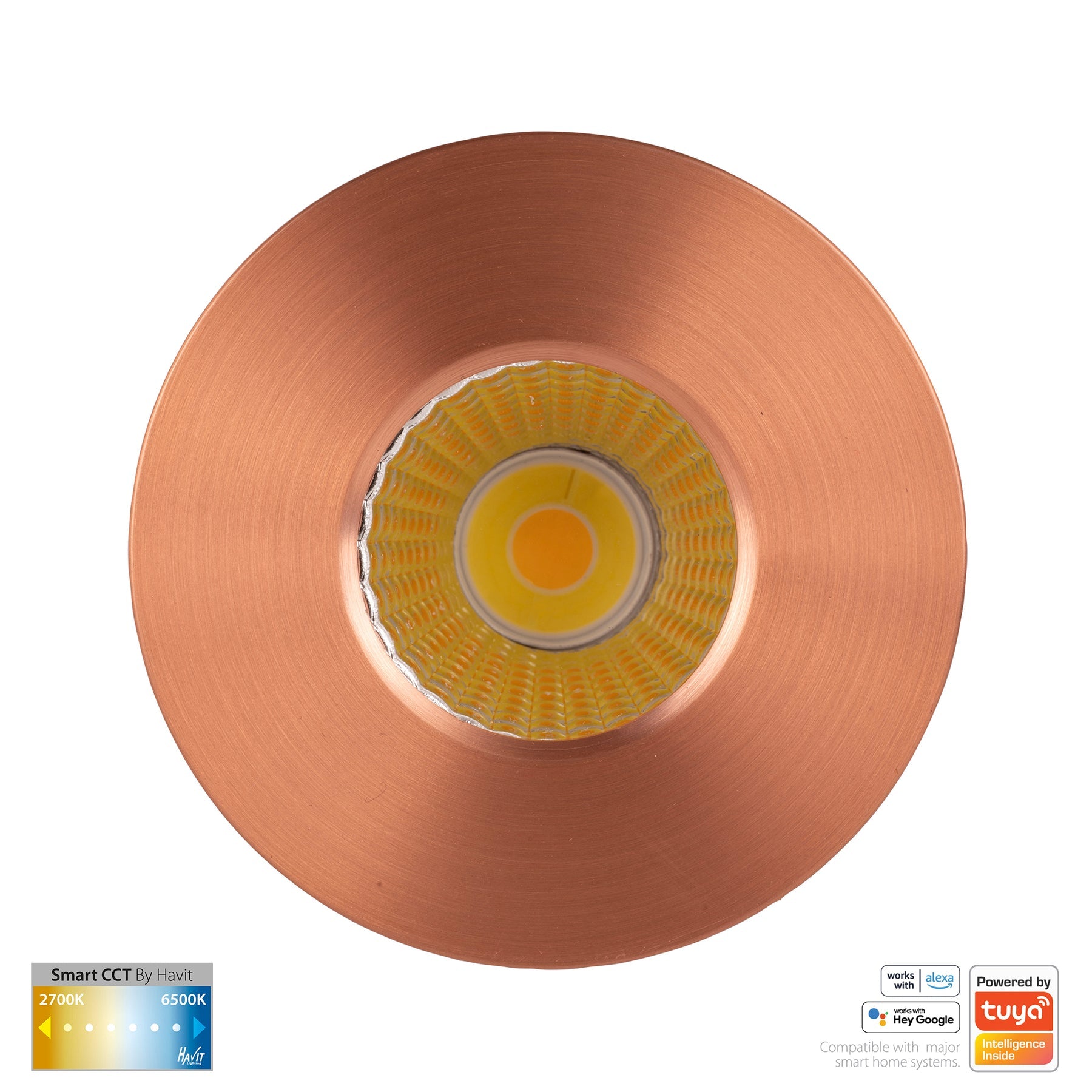 Havit Lighting Prime Copper Coloured Fixed CCT WIFI LED Downlight