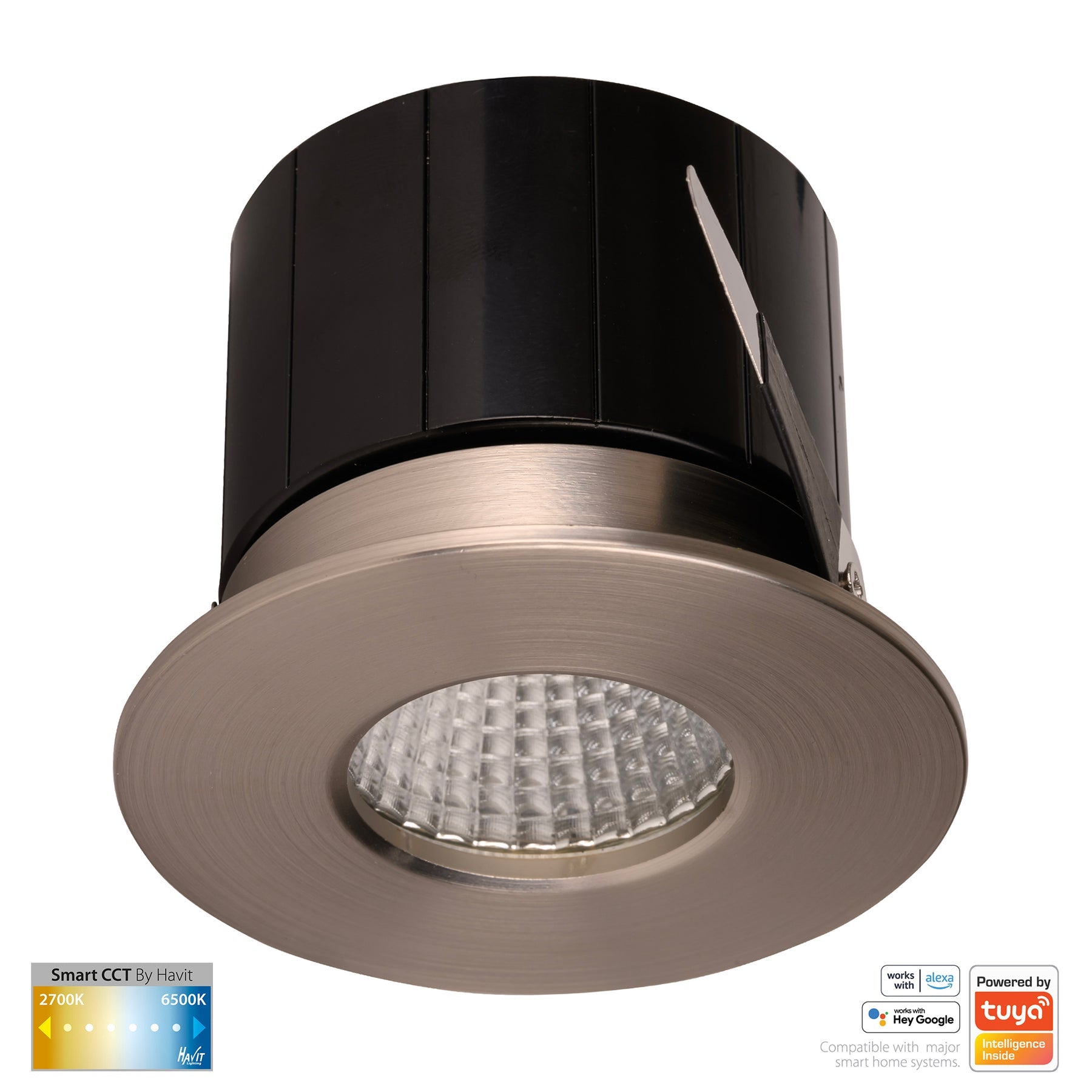 Havit Lighting Prime Nickel Coloured Fixed CCT WIFI LED Downlight