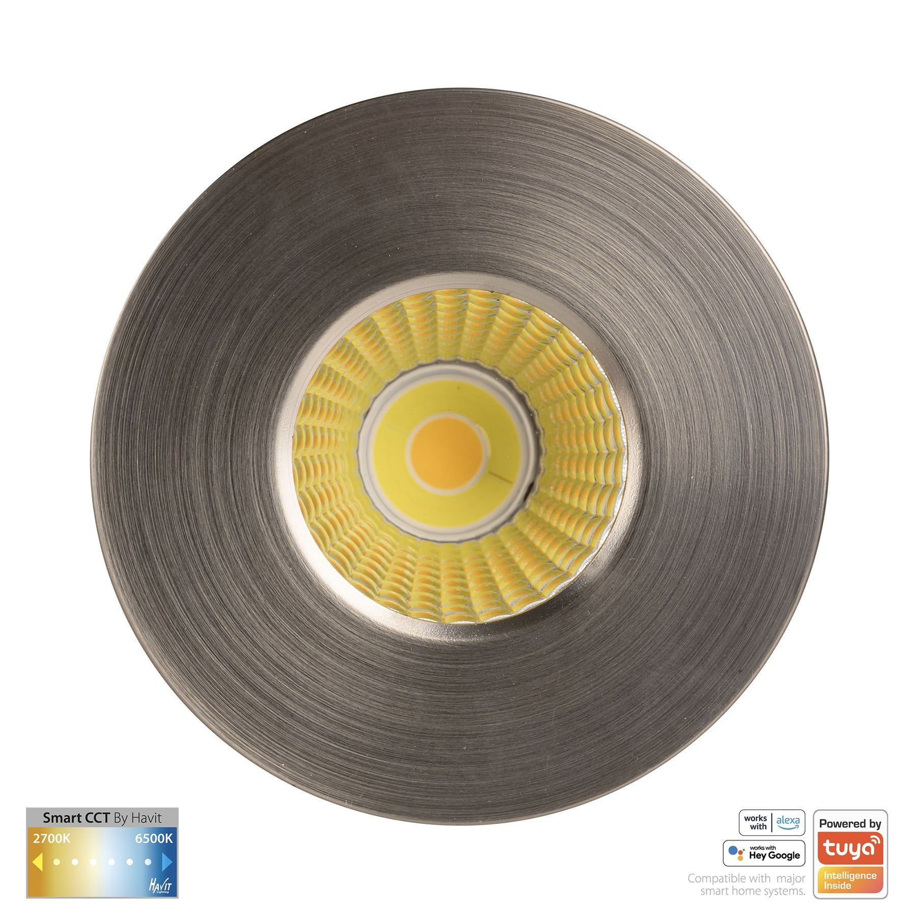 Havit Lighting Prime Nickel Coloured Fixed CCT WIFI LED Downlight