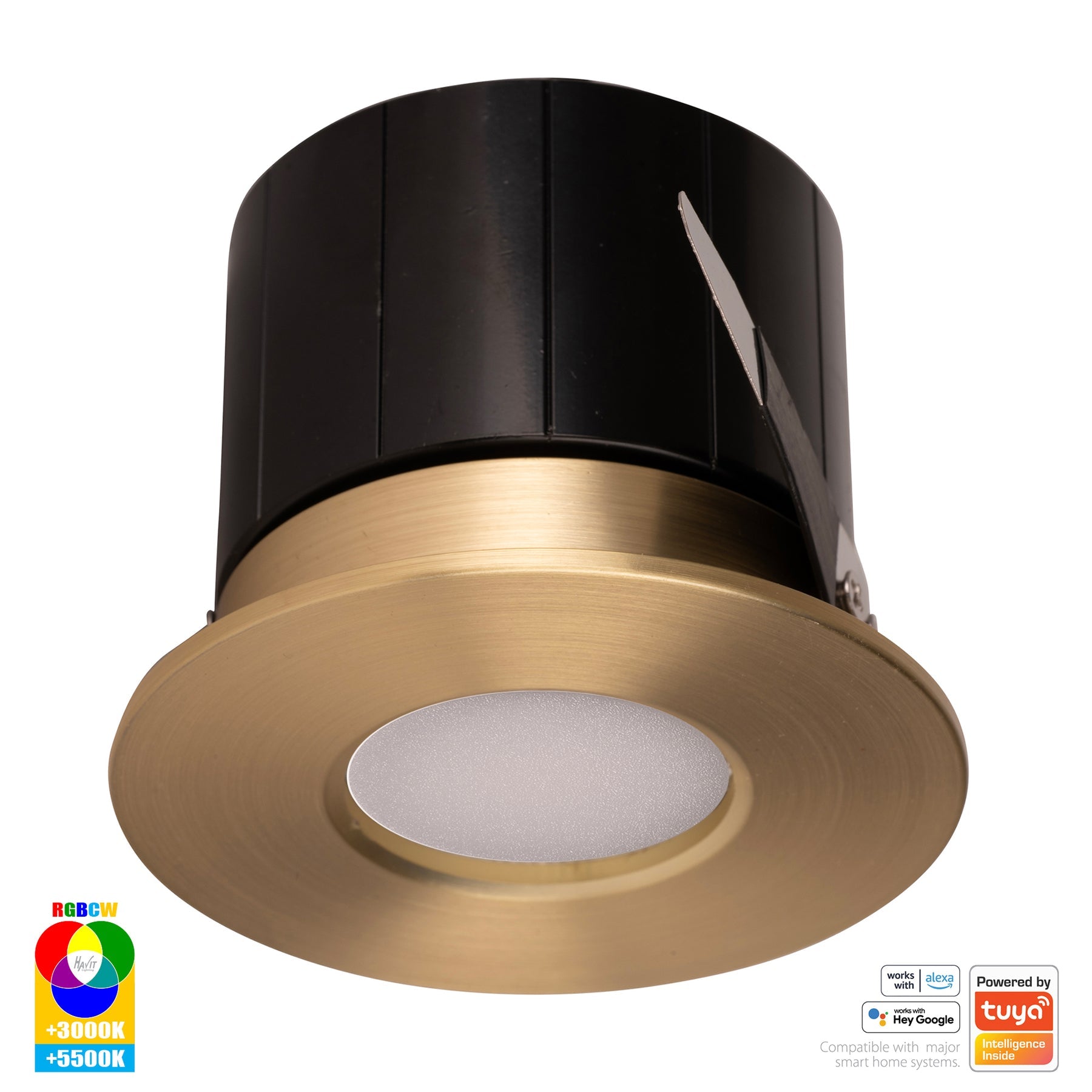 Havit Lighting Prime Brass Coloured Fixed RGBCW WIFI LED Downlight